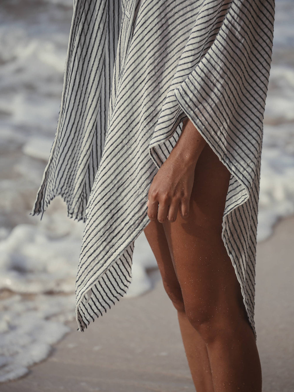 Ava Kimono 100% Turkish Cotton | Black Stripes