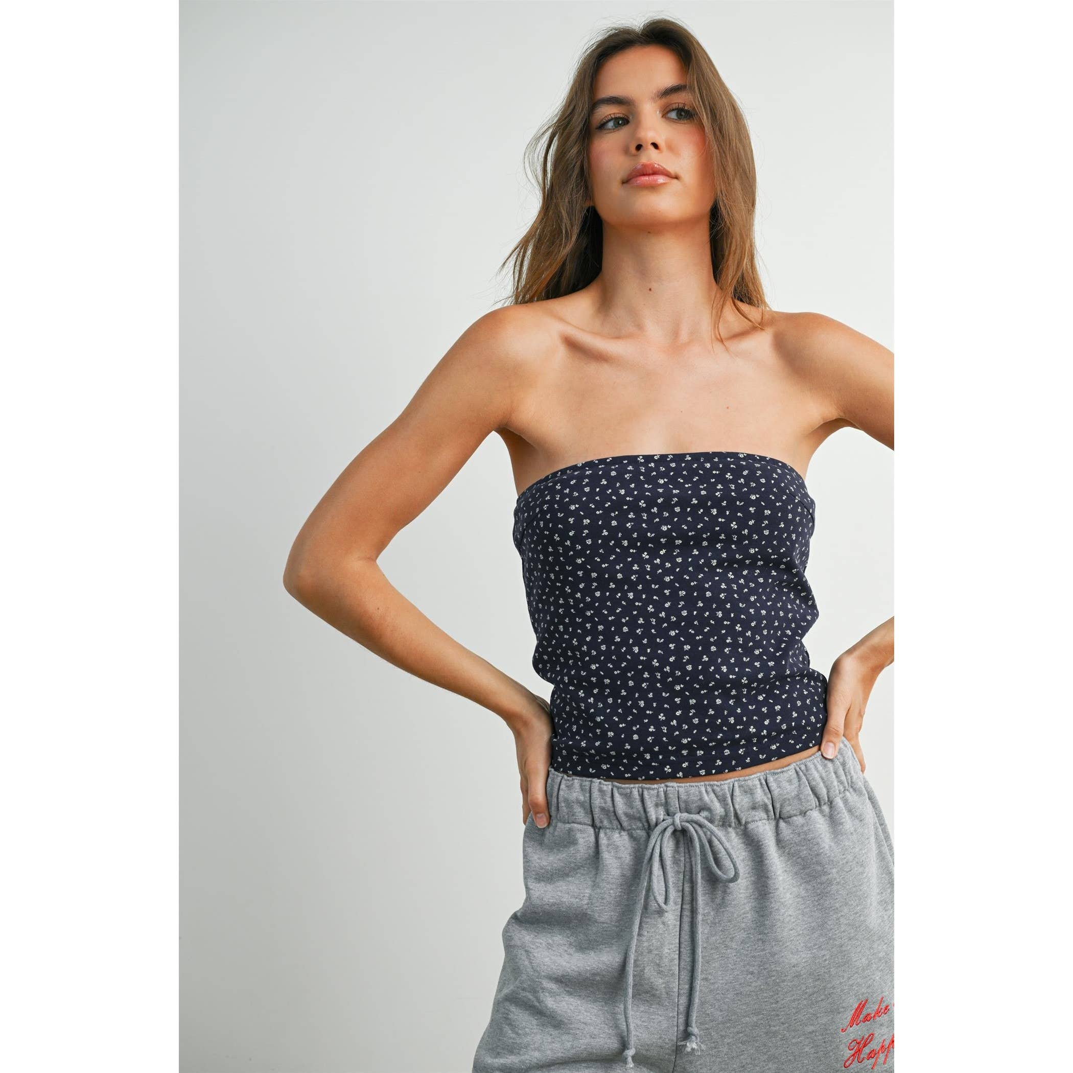 Delaney | Floral Print Sleeveless Tube Top