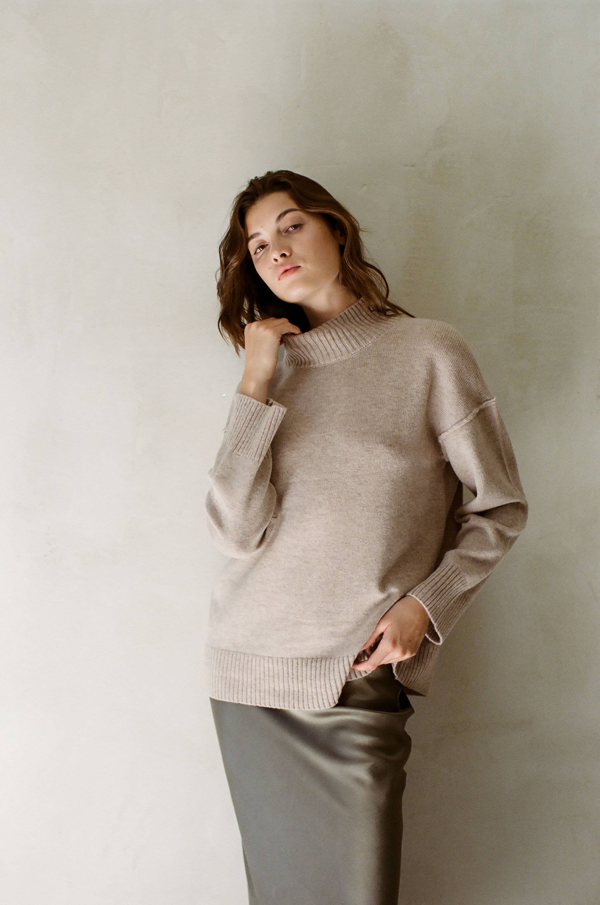 Charlotte Cashmere Wool Relaxed Turtleneck