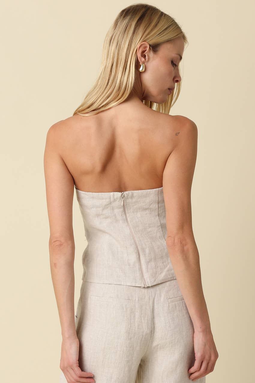 Reba | Strapless 100% Linen Top