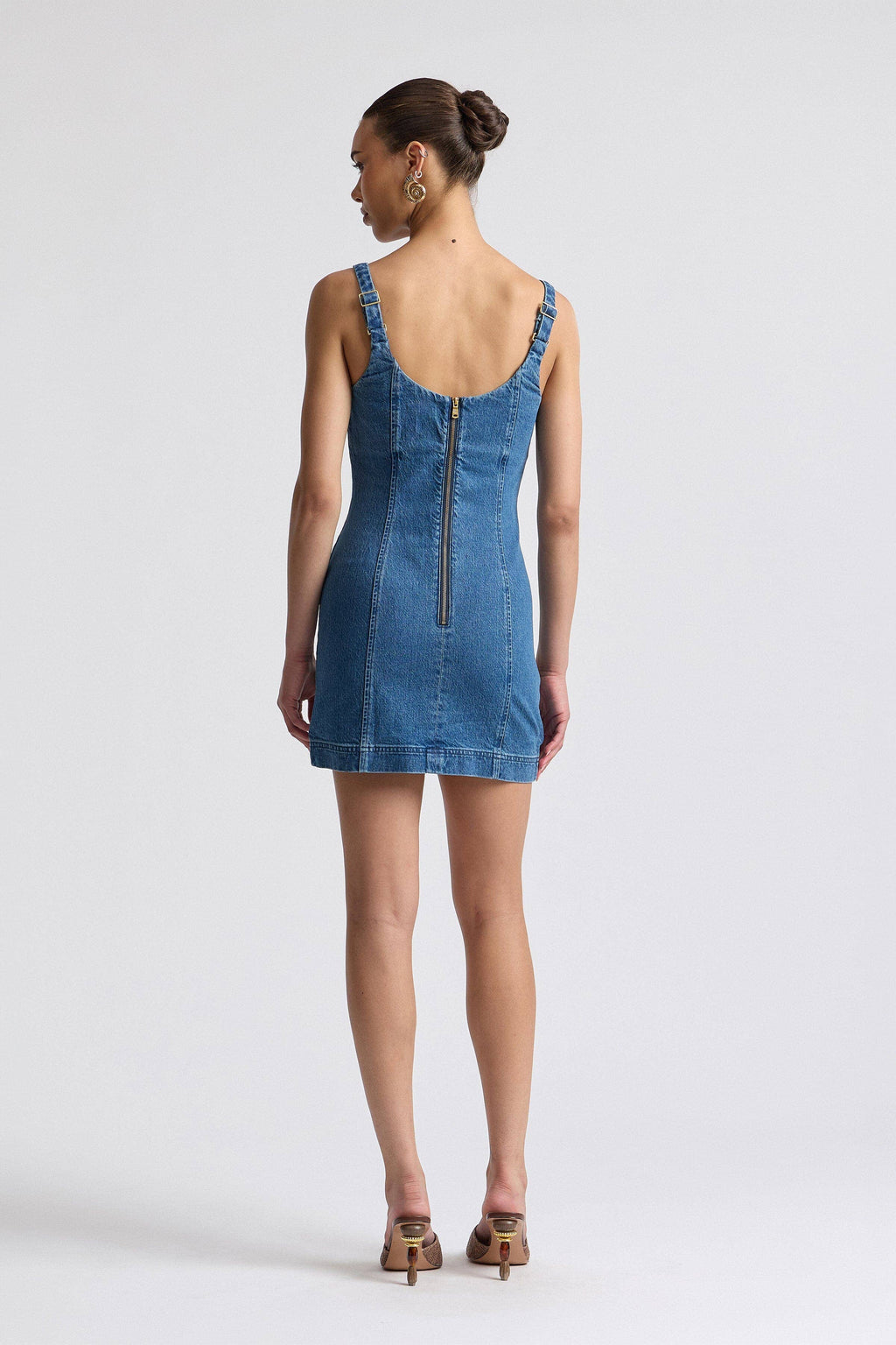 Monarch | Stretch Denim Charm Embellished Mini Dress