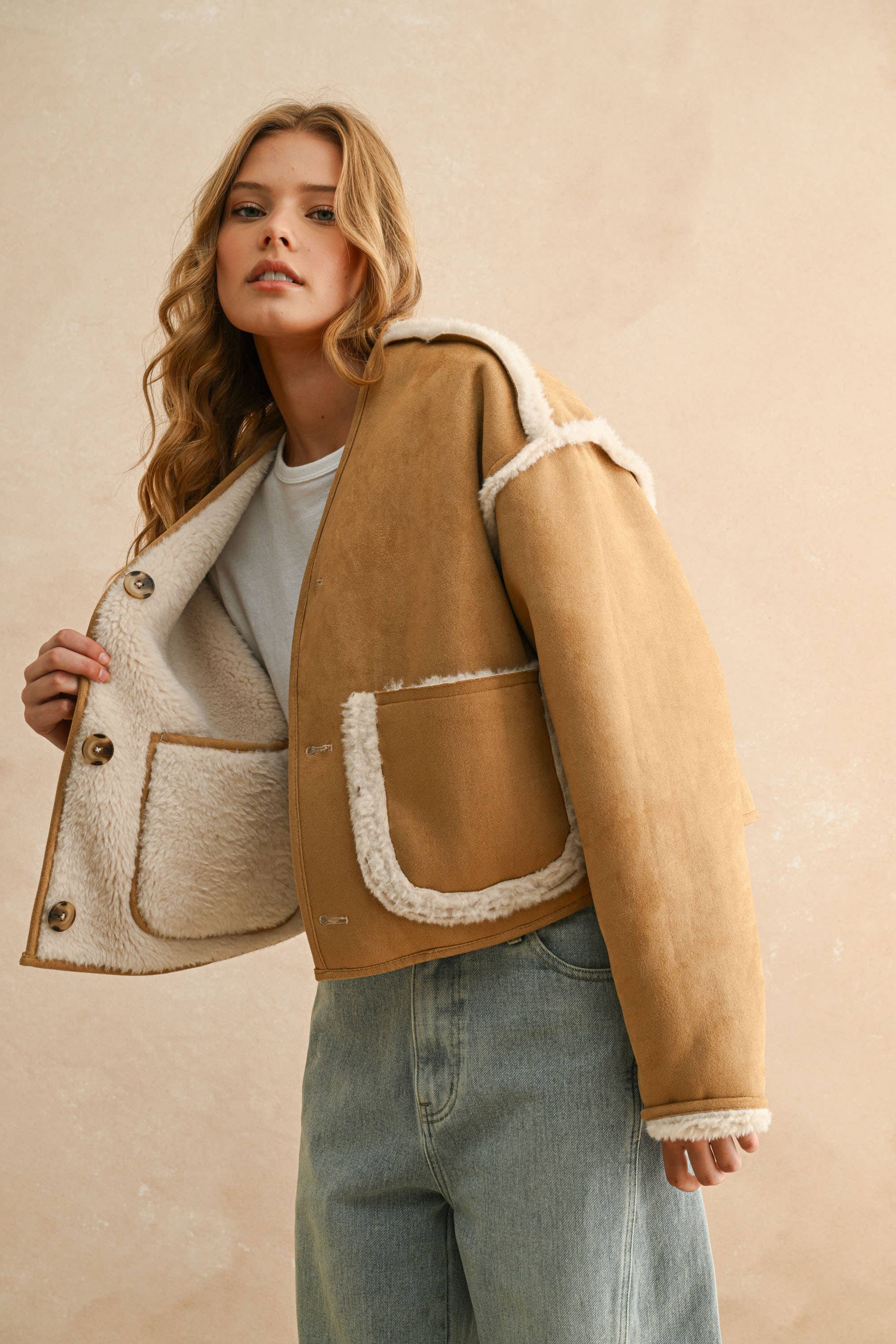 Jamie | Sherpa and Suede Reversible Jacket