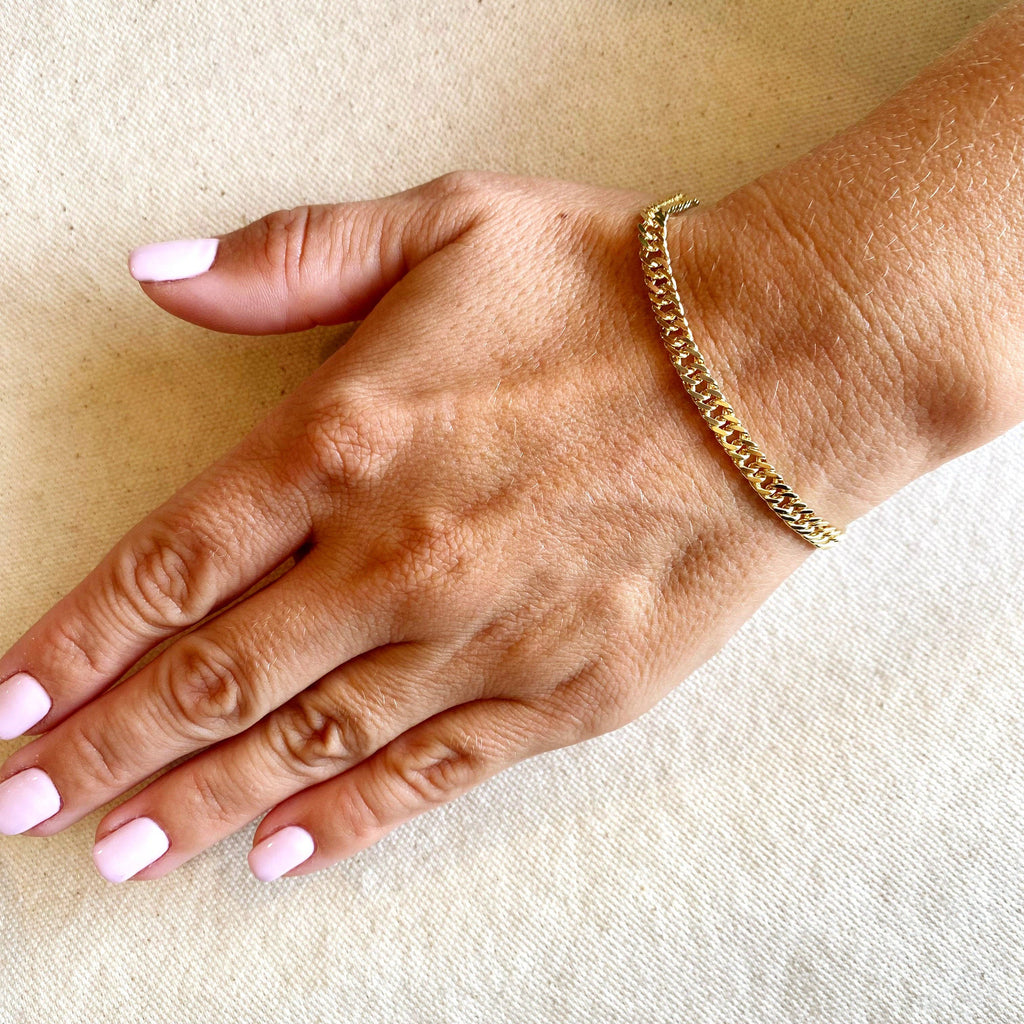 18k Gold Filled 4.0mm Curb Chain Bracelet: 6 inches