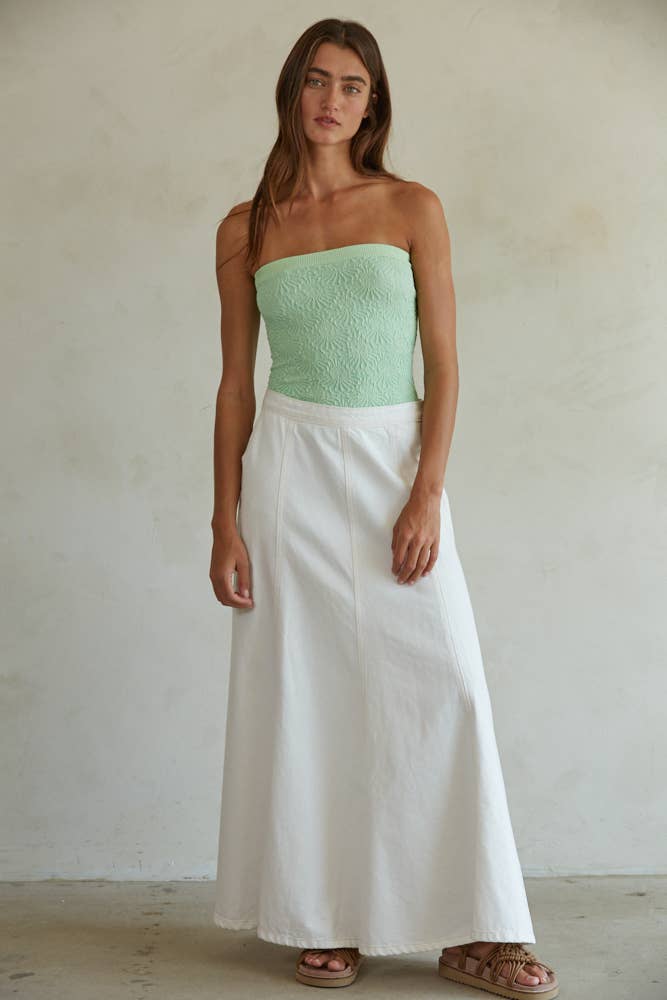 Vale | Woven 100% Cotton Denim Maxi Flare Skirt