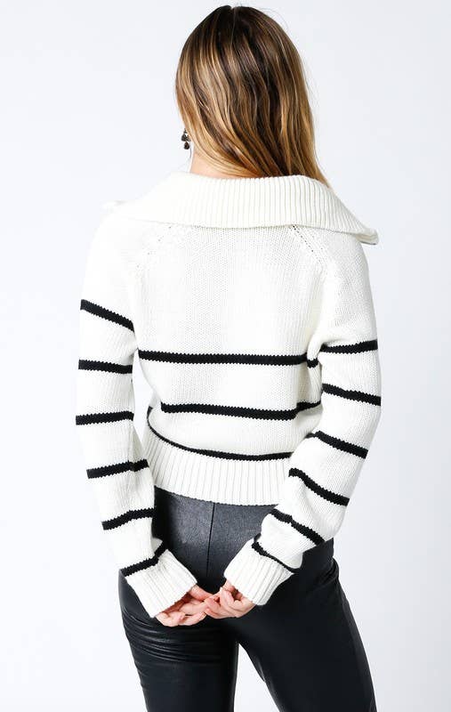 Jackie | Knit Striped Sweater w/ Zipper