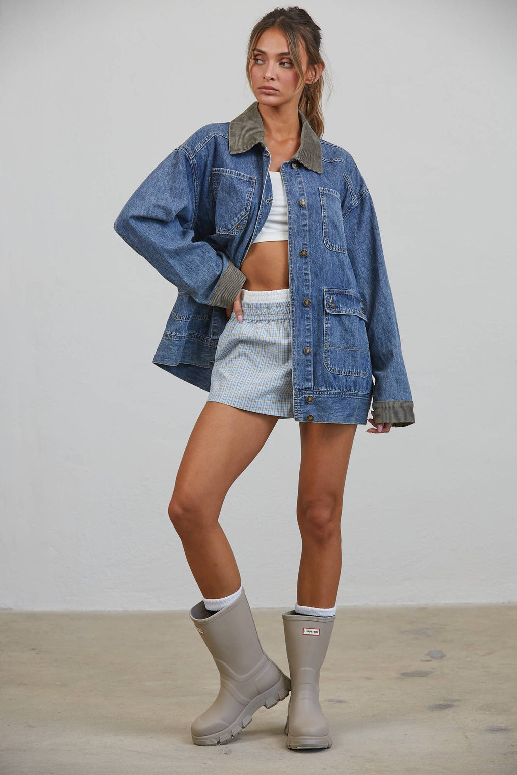 Alexandra | Contrast Collar Denim Jacket