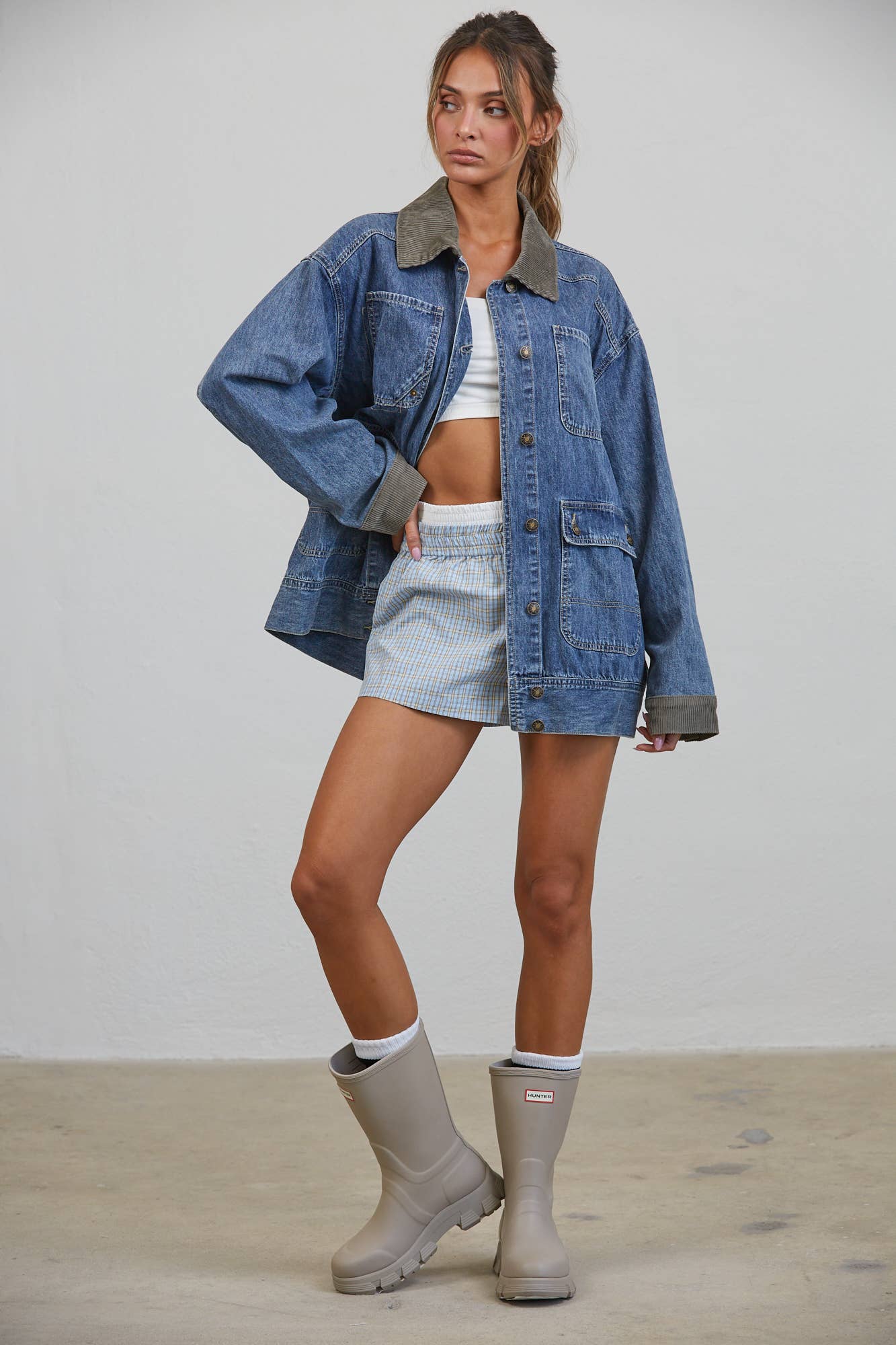 Alexandra | Contrast Collar Denim Jacket