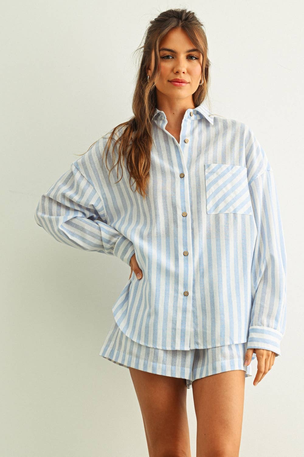 Breezy | 100% Cotton Striped Button Down