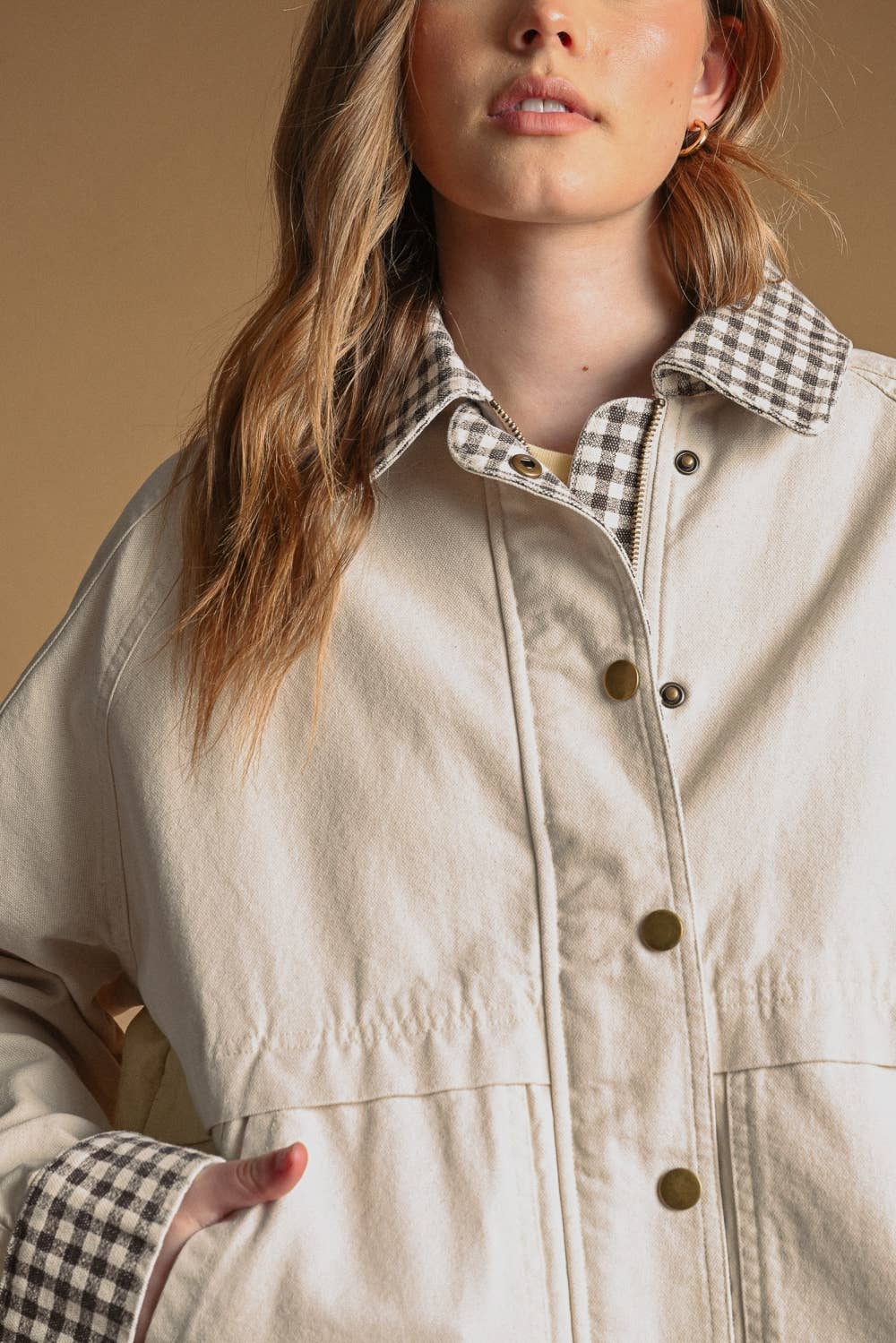 Esmé | 100% Cotton Gingham Collared Twill Jacket