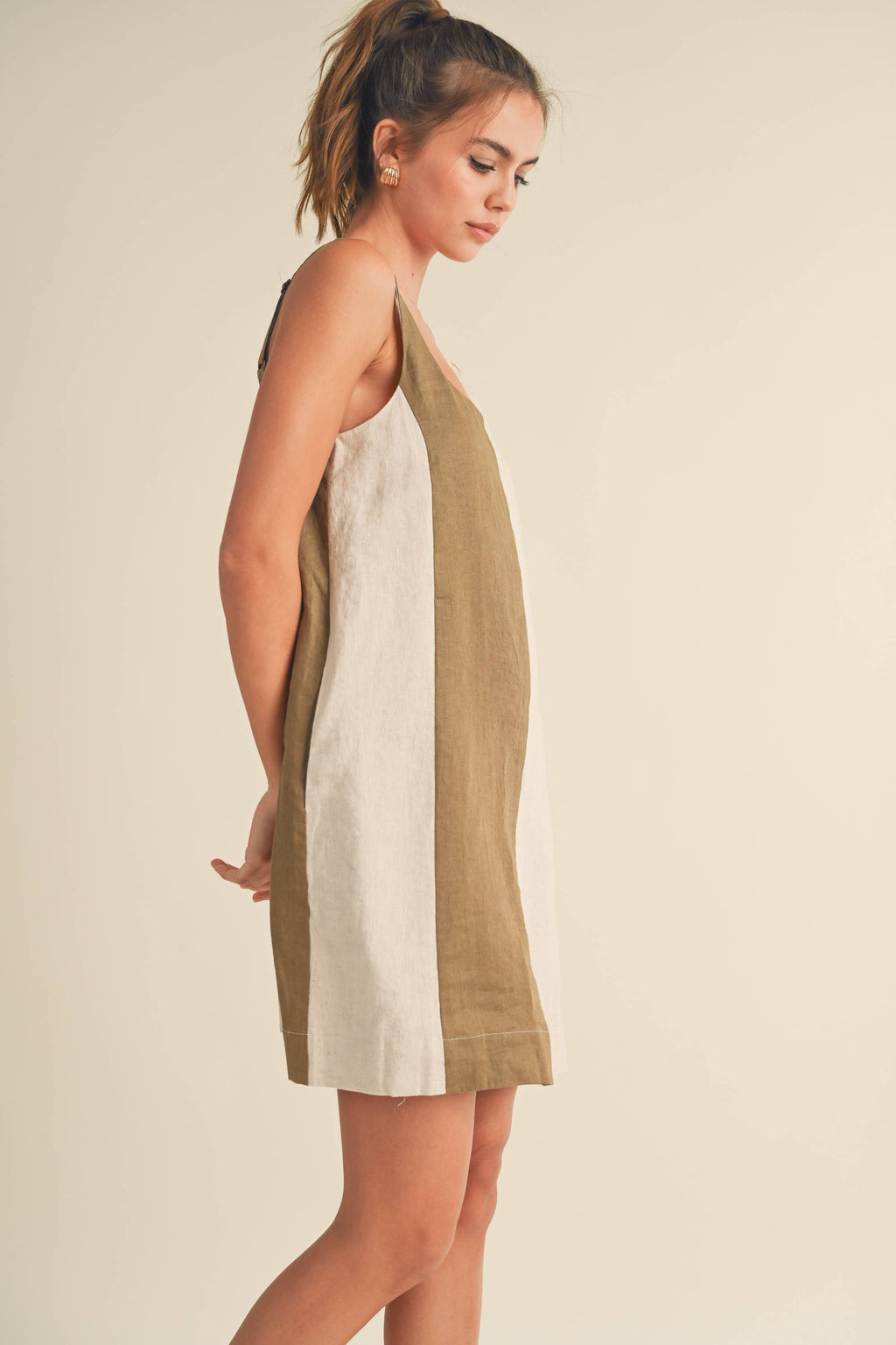 Rue | Color Block Linen MIni Dress 100% Linen