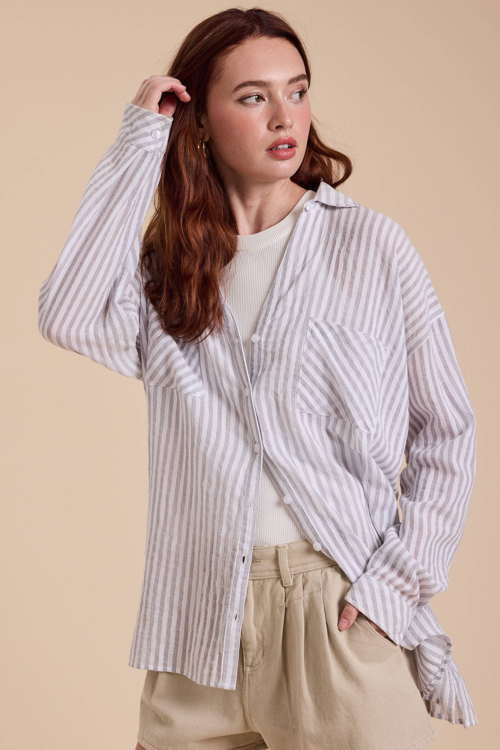 Millionaire Mommy | 100% Cotton Striped Pattern Button Down Shirt