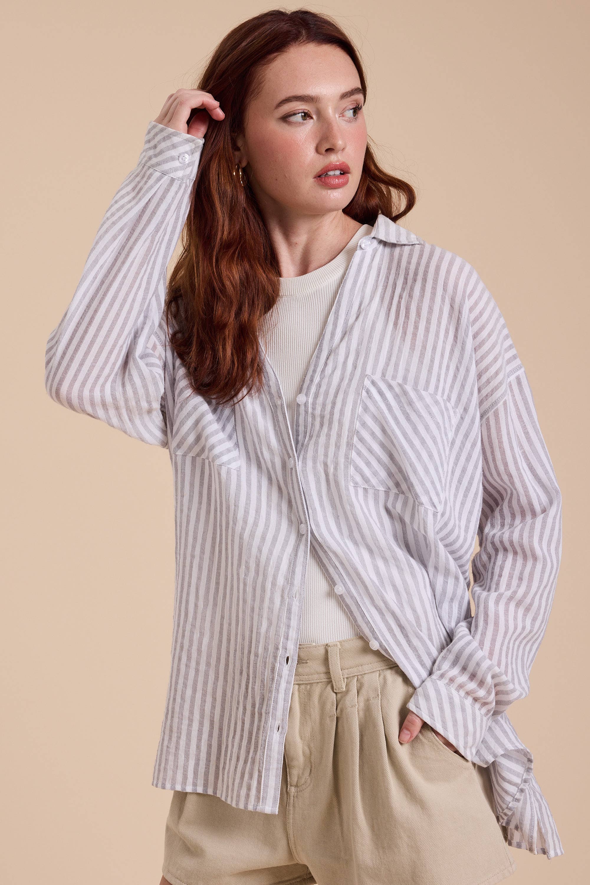 Millionaire Mommy | 100% Cotton Striped Pattern Button Down Shirt