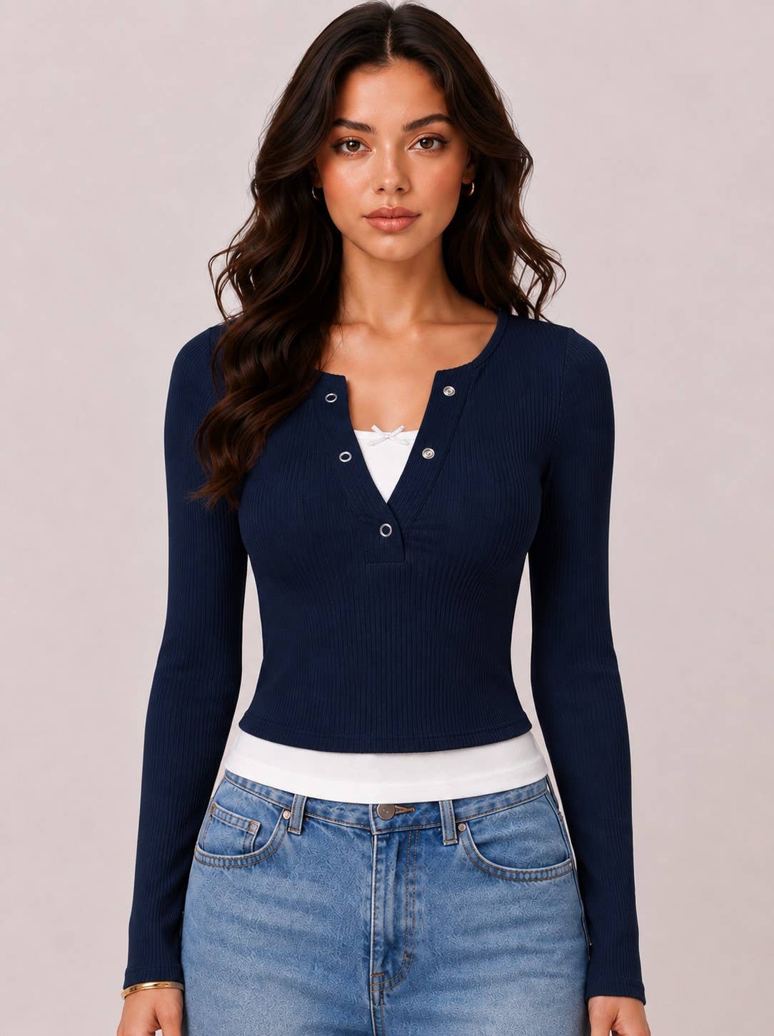 Riley | Layers with Bow Detail Long Sleeve Top