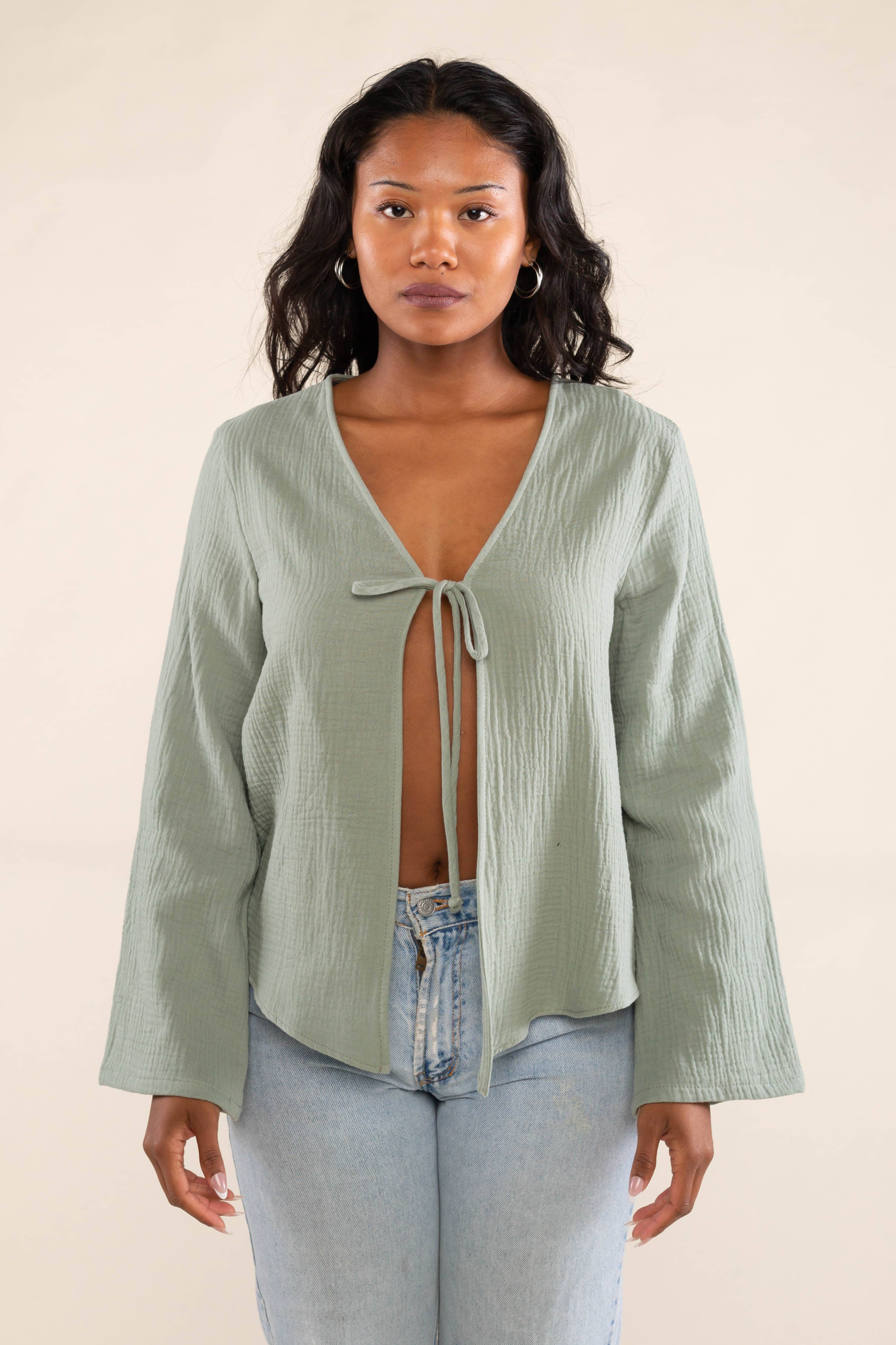 Melrose | 100% Cotton Tie Blouse