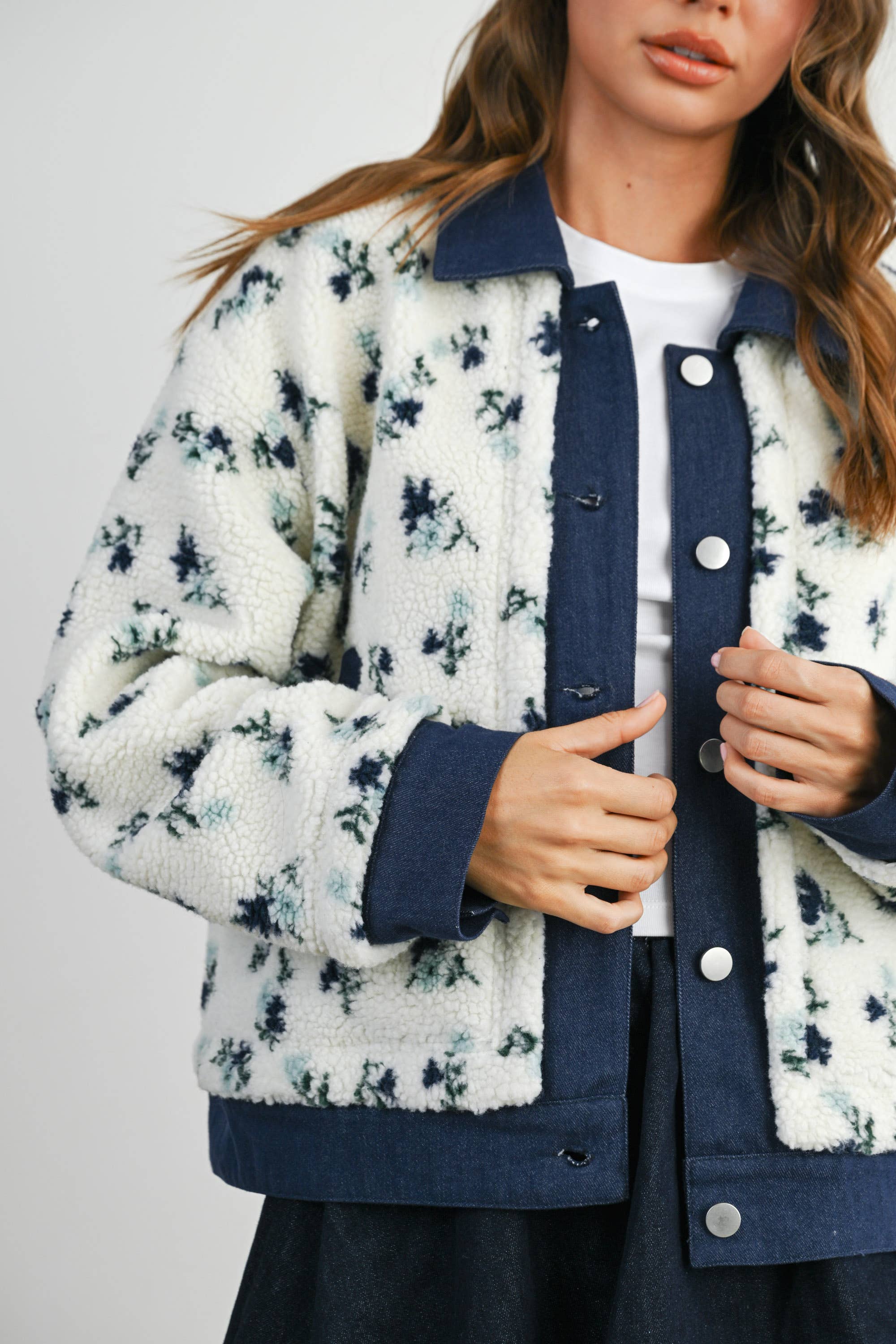 Elaine | Floral Collared Button-Down Jacket