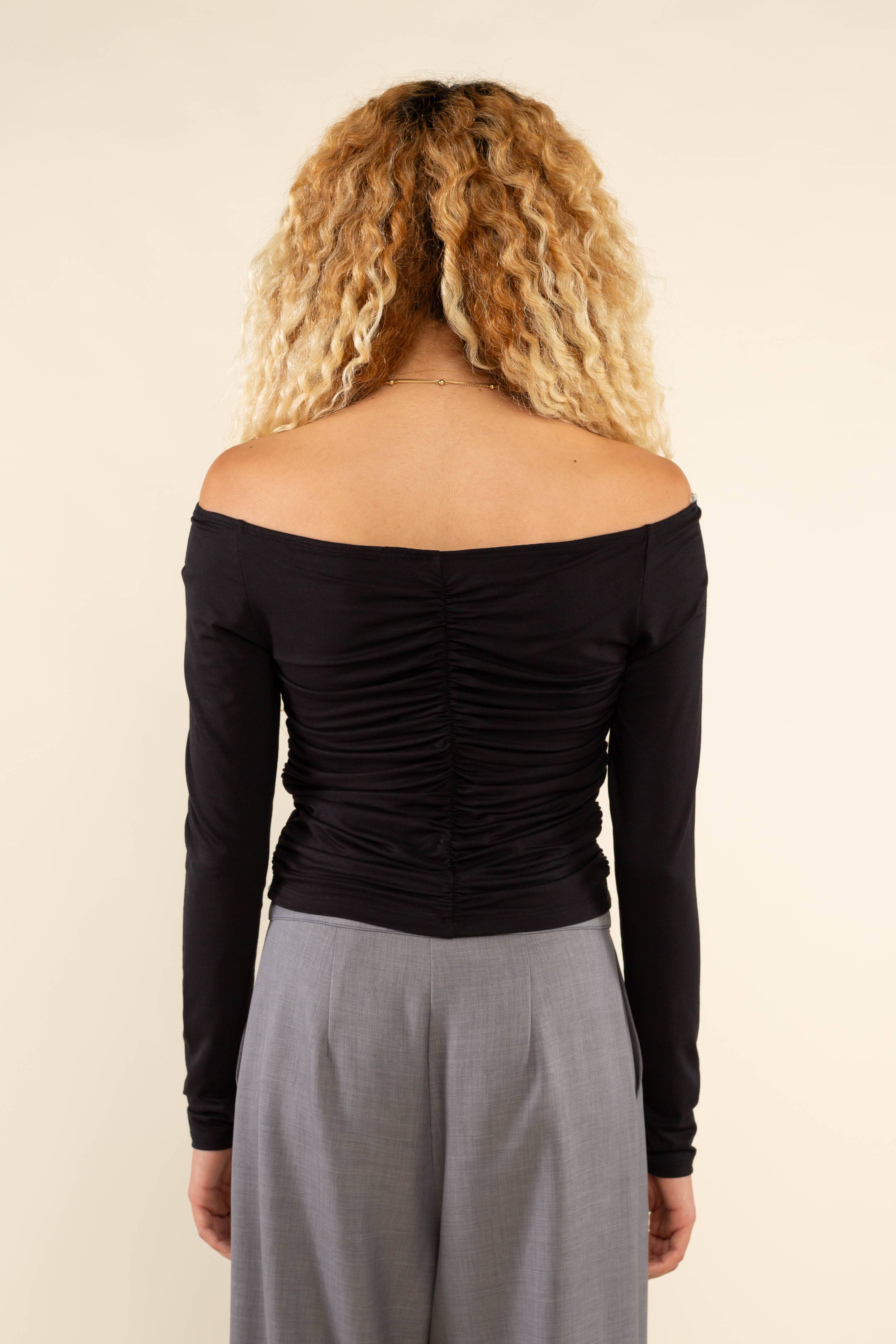 Martel | Ruched Long Sleeve Off Shoulder Top