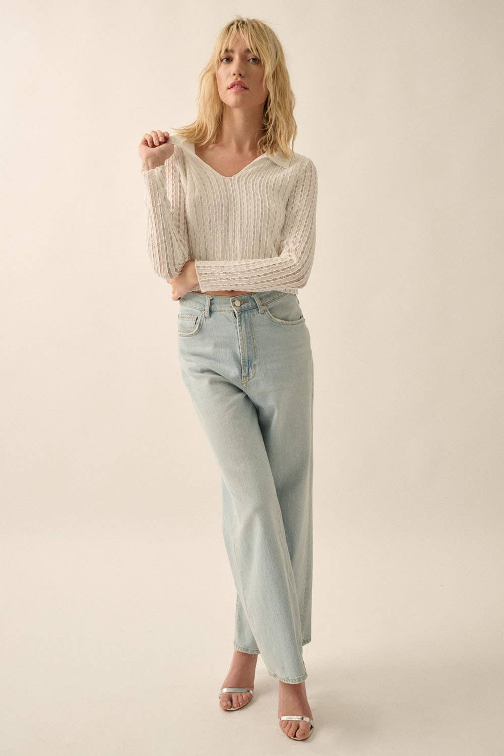 Scarlette | Lace Long-Sleeve Knit Crop Top
