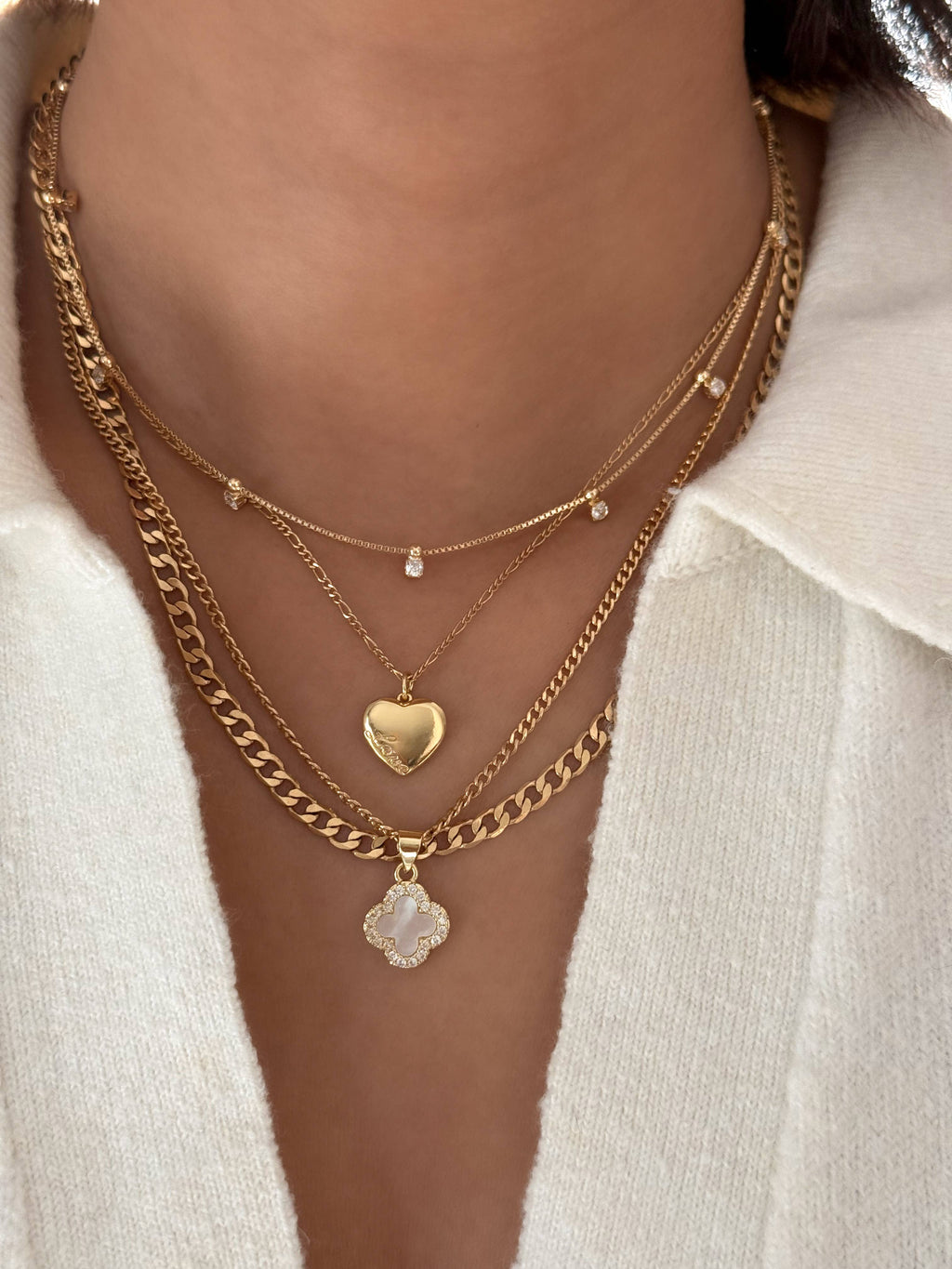 4 Leaf Clover Quatrefoil Alani Necklace - Gold Filled