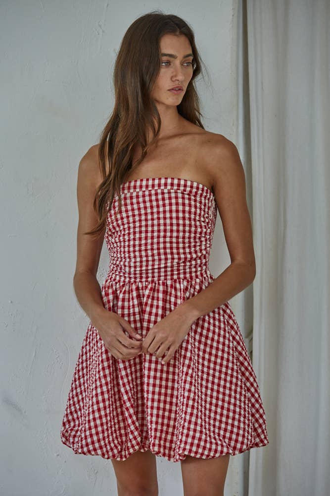 Kylee | Gingham Mini Tube Dress