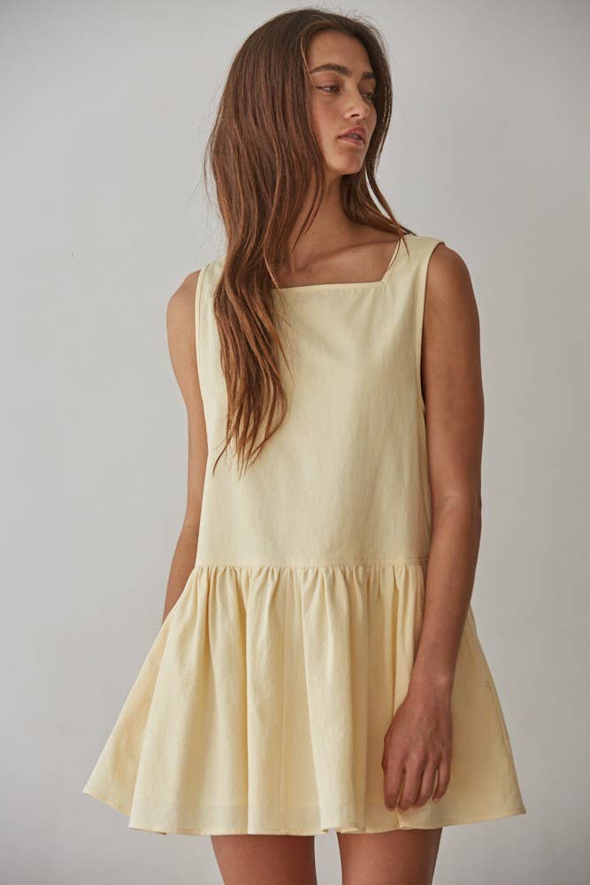 Soleil | Woven Cotton Square Neck Sleeveless Flare