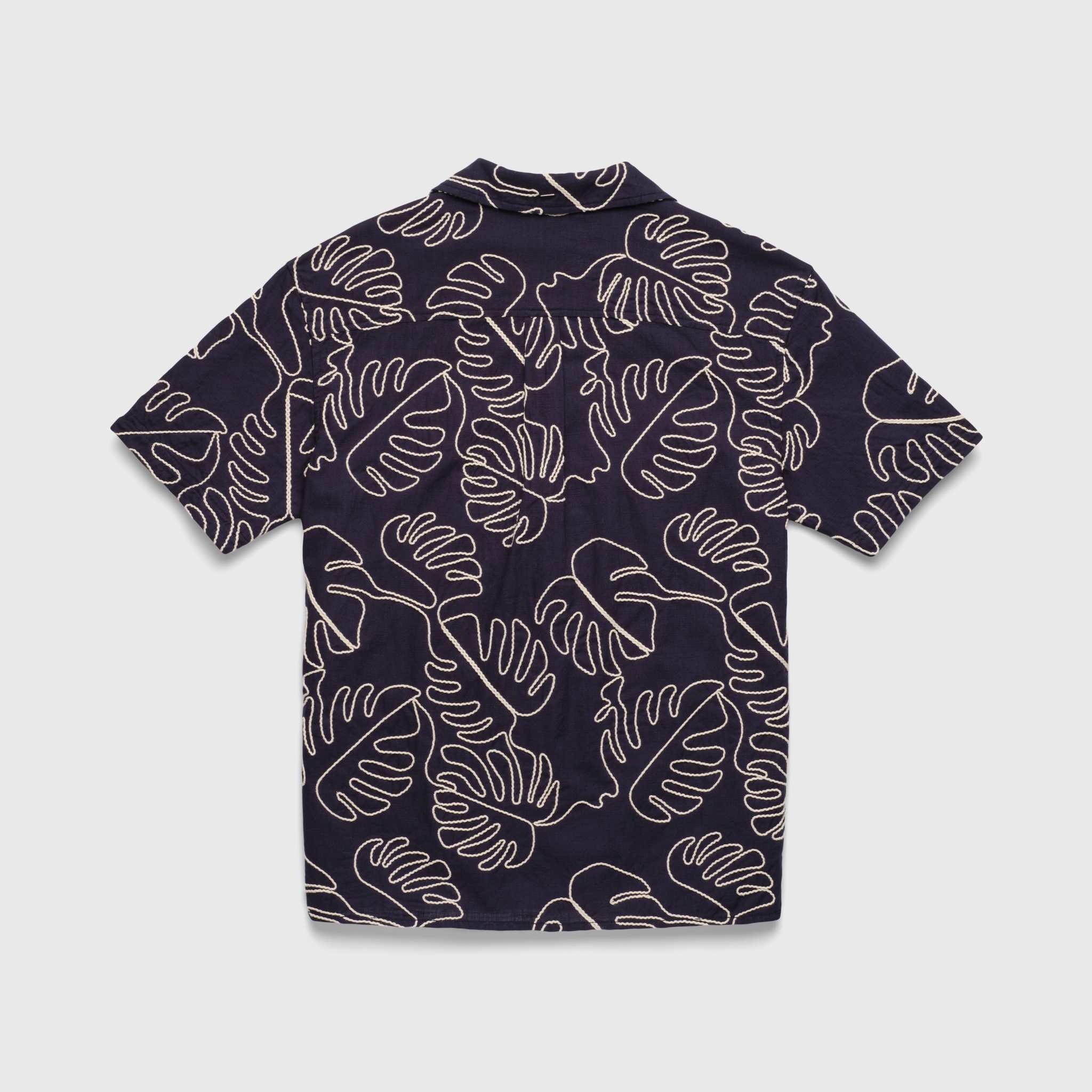 Beau | Leaf Embroidery Camp Collar Shirt
