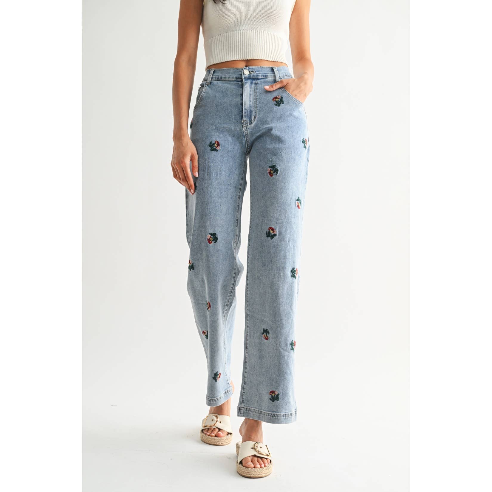 Maeve | Exquisite Embroidered Denim Jeans