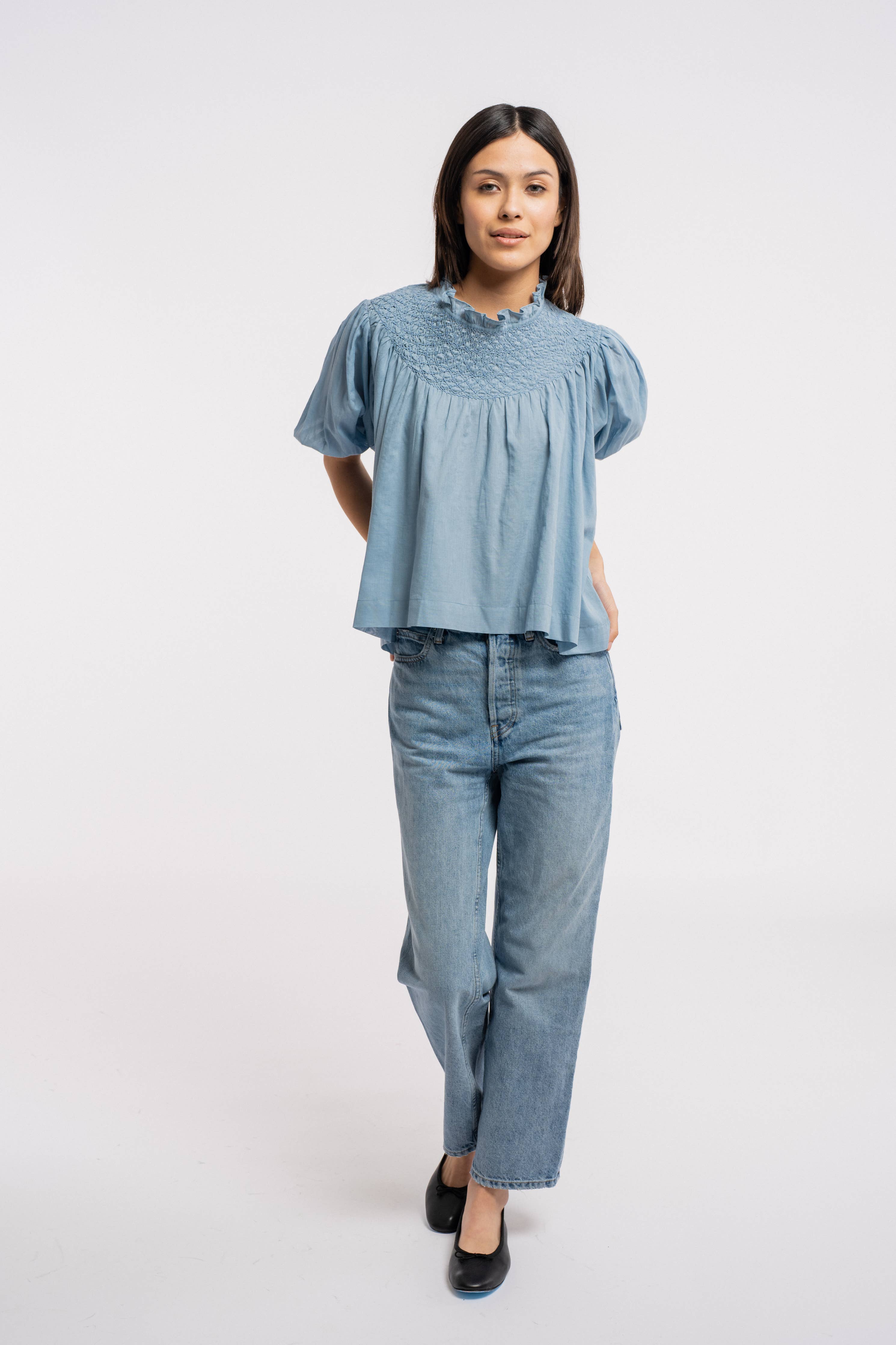 The Lena | Ruched Mock Neck Top