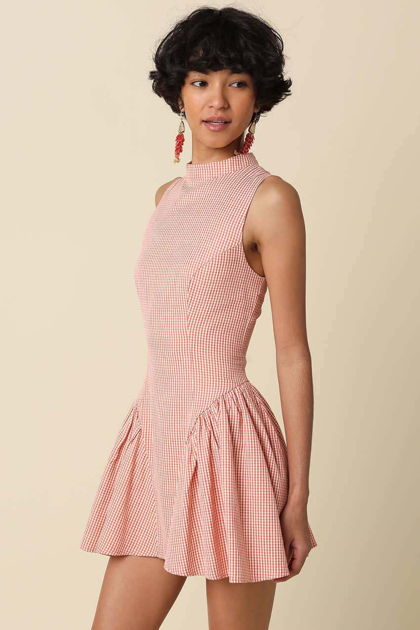 Ella | Pleated Hem Gingham Mini Dress