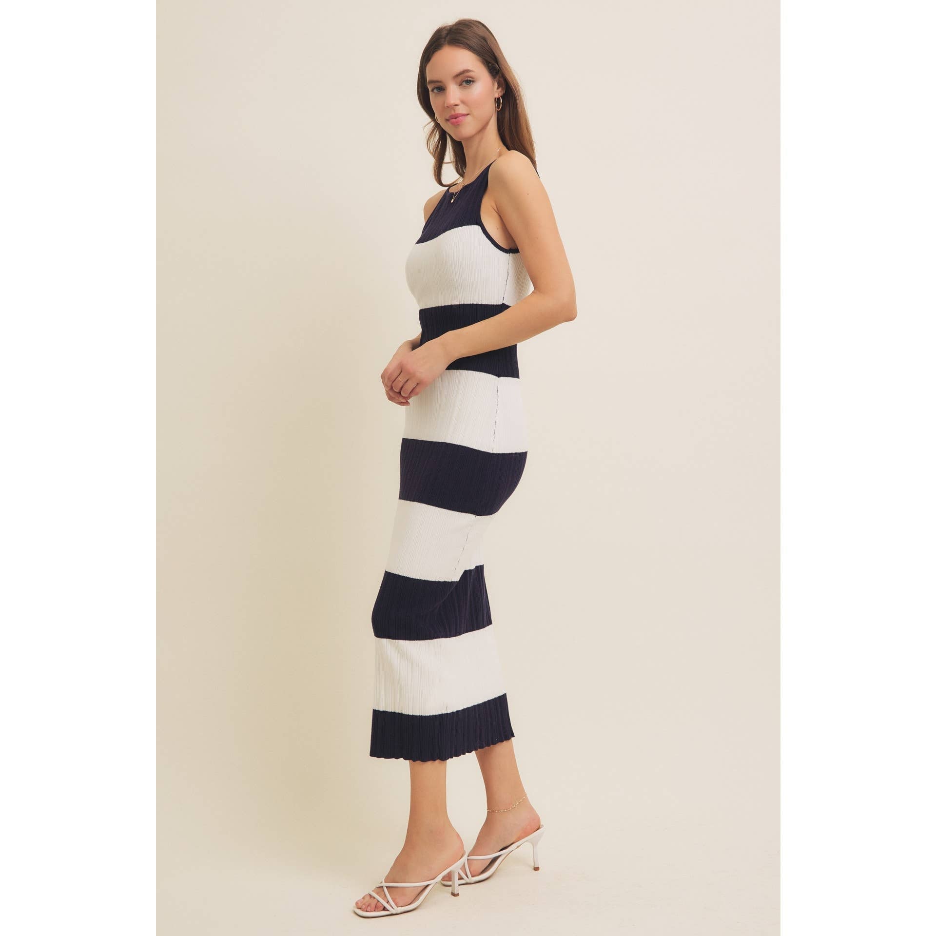Stretchy Rib Sweater Midi Dress