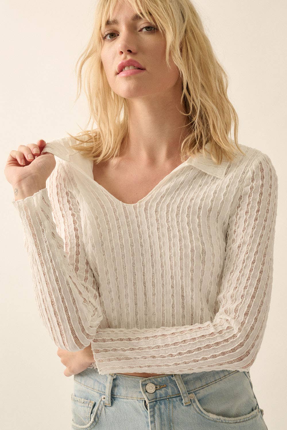 Scarlette | Lace Long-Sleeve Knit Crop Top