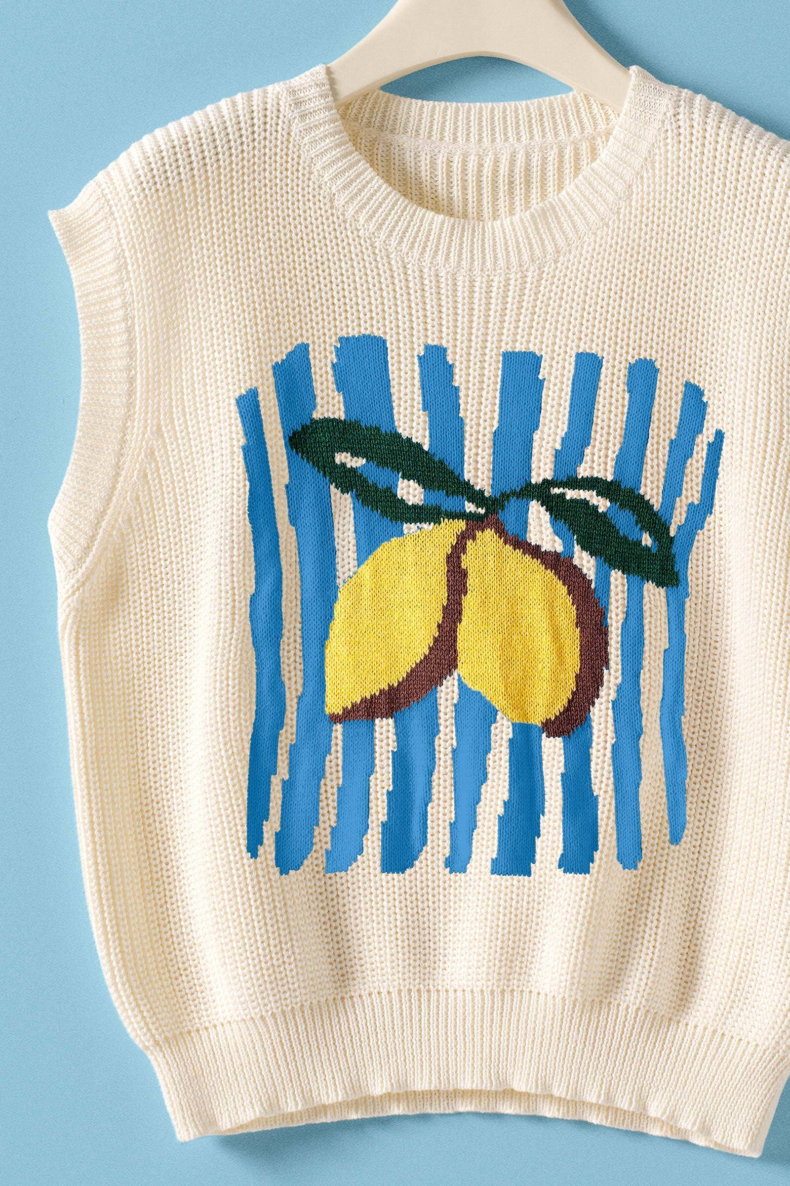 Lemon | Graphic Knit Vest Citrus Print