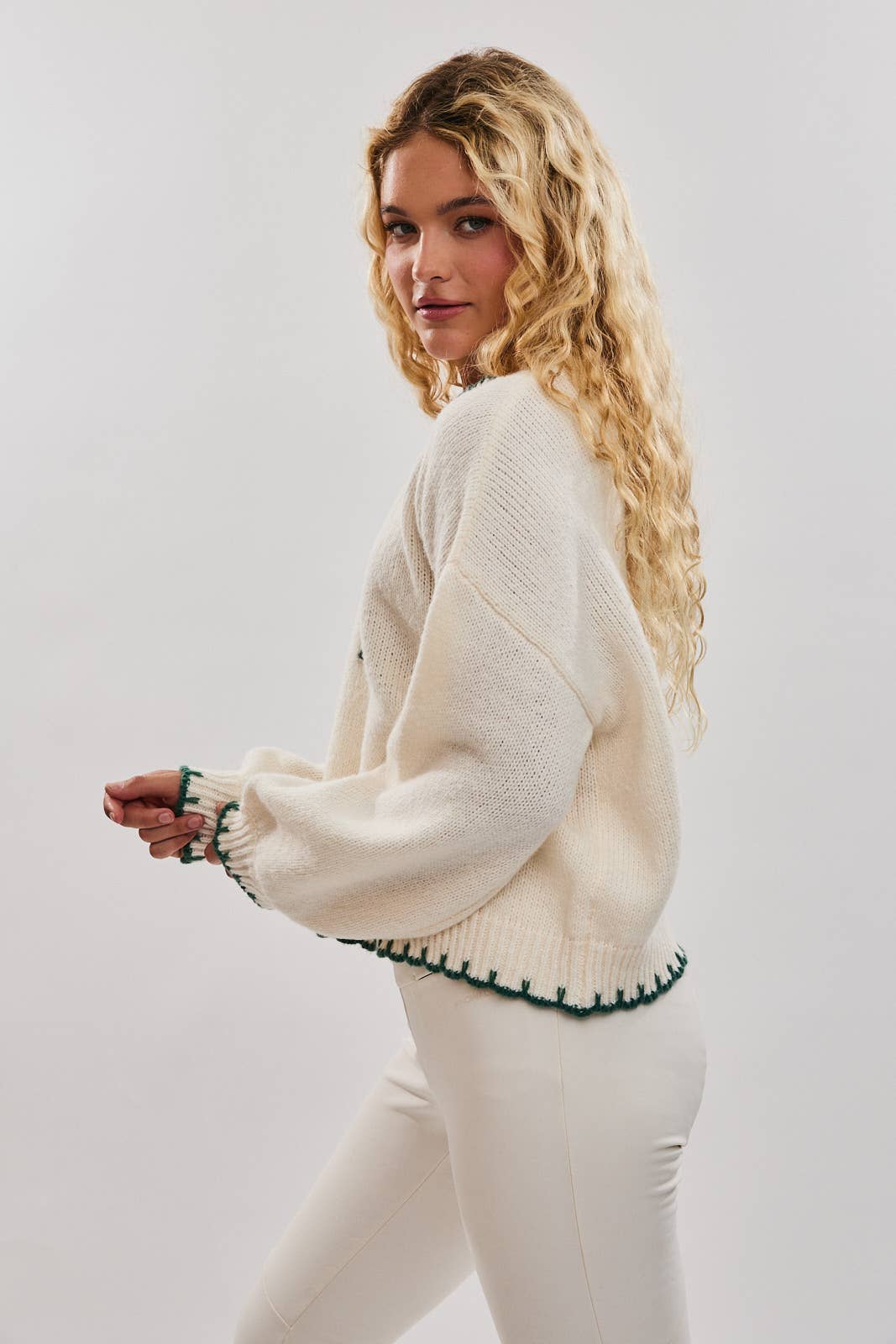 Holiday | "Christmas Tree" Stitching Oversized Sweater