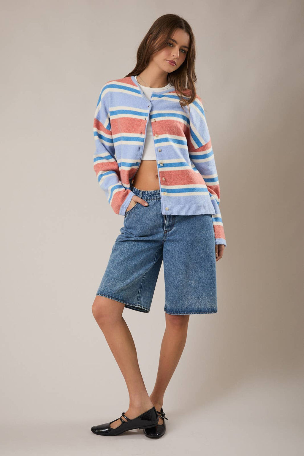 Ember | Long Sleeve Striped Soft Cardigan