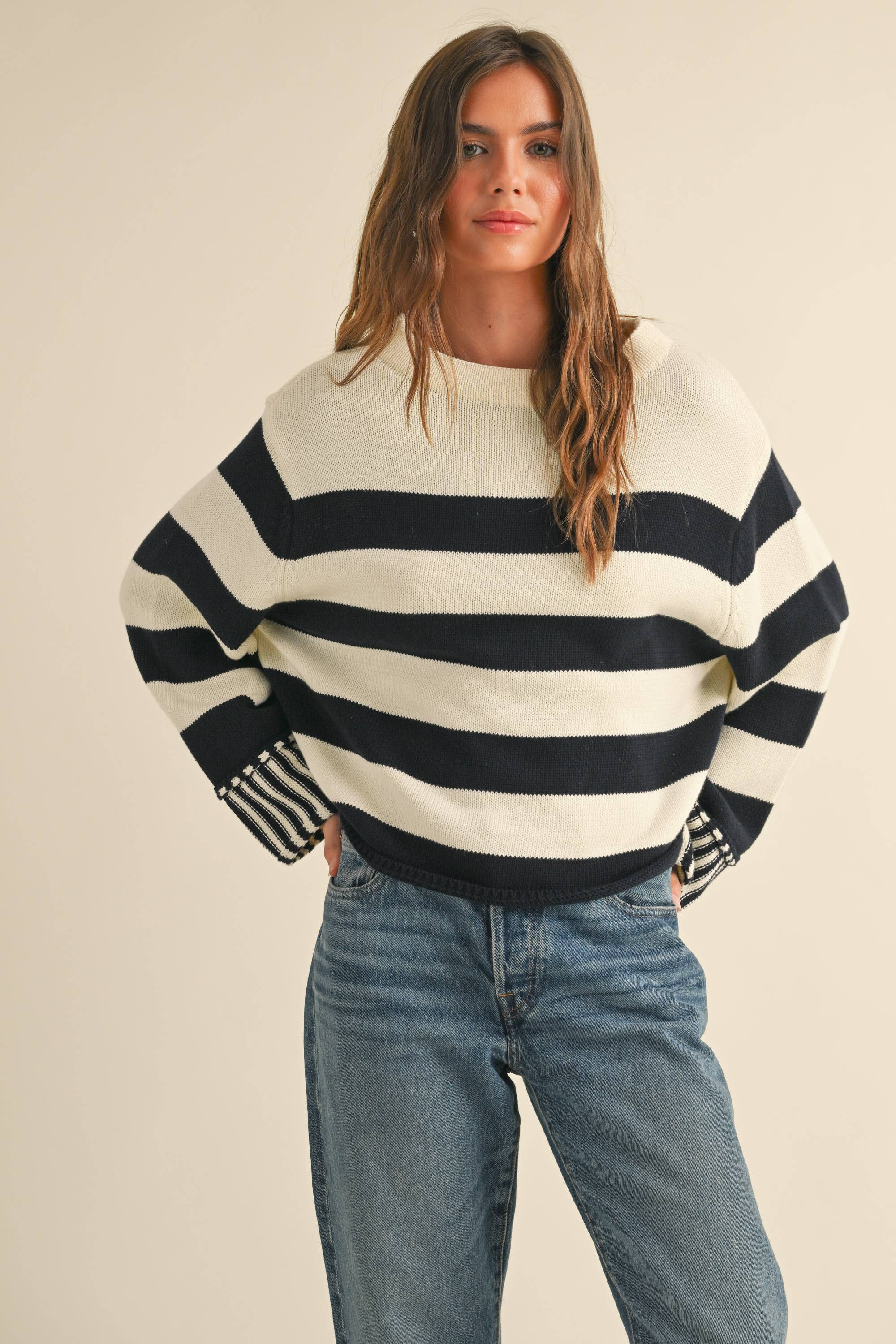 Genevieve | 100% Cotton Striped Sweater