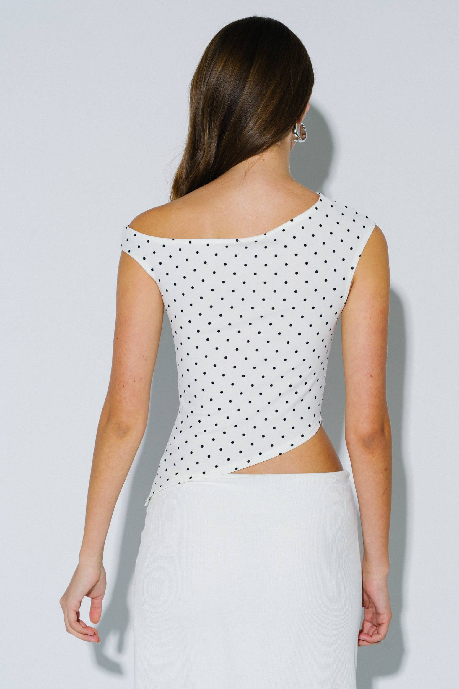 Amalfi | Polka Dot Asymmetrical Off Shoulder Top