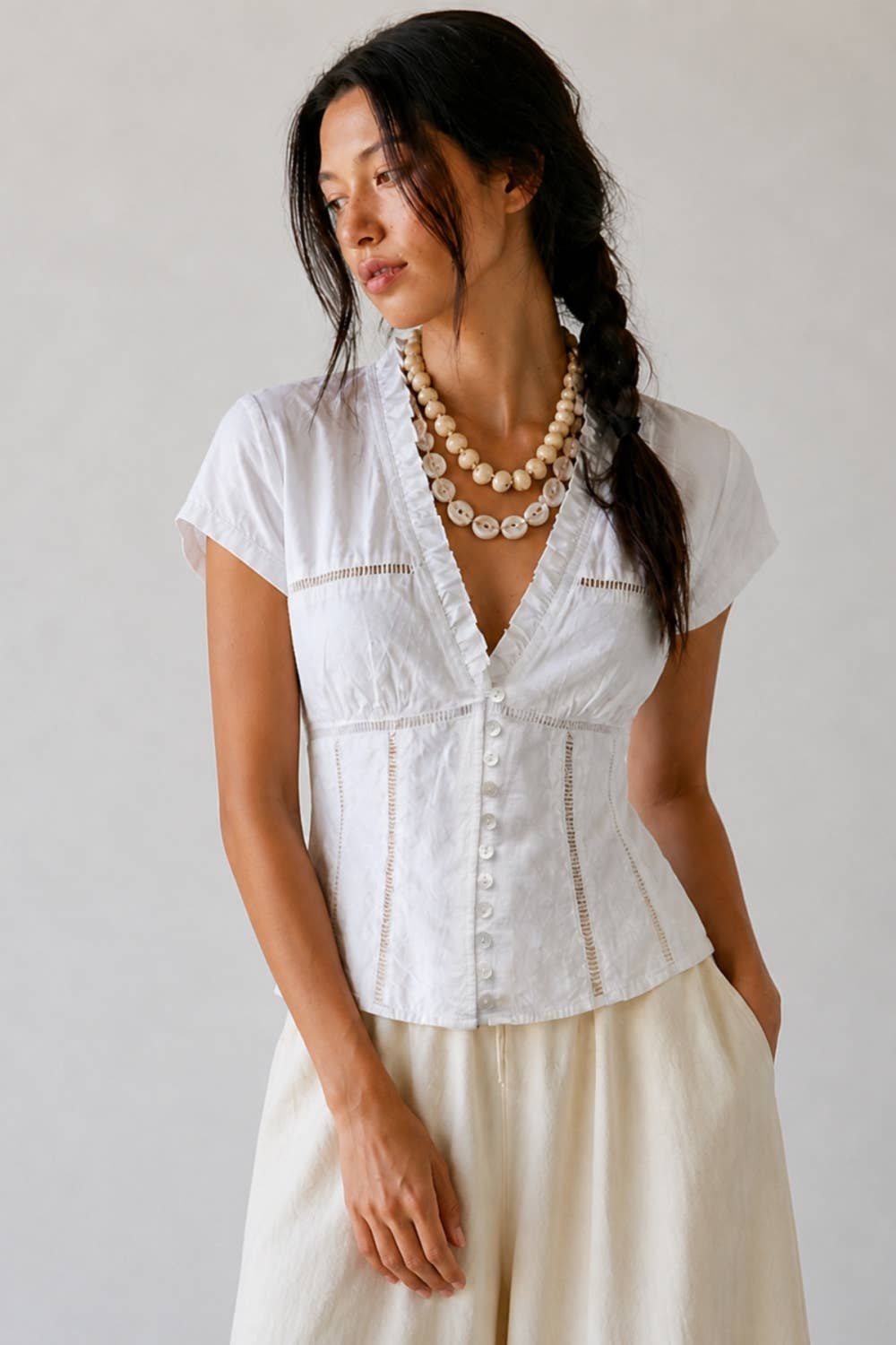 Karina | Soft Stretch Lace Panel Blouse