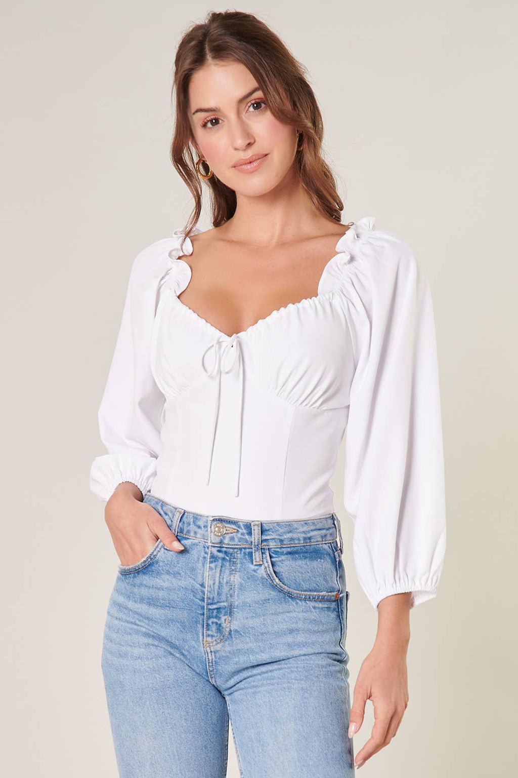 Eliana | Balloon Sleeve Bustier Top