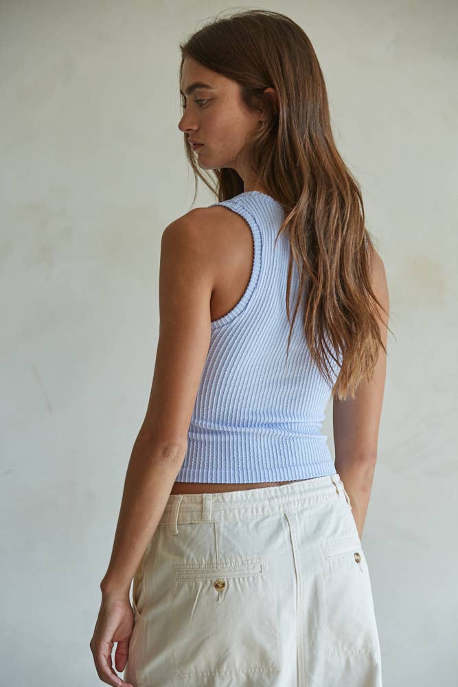 Dalia | Seamless Knit Nylon Spandex Ribbed V-Neck Tank