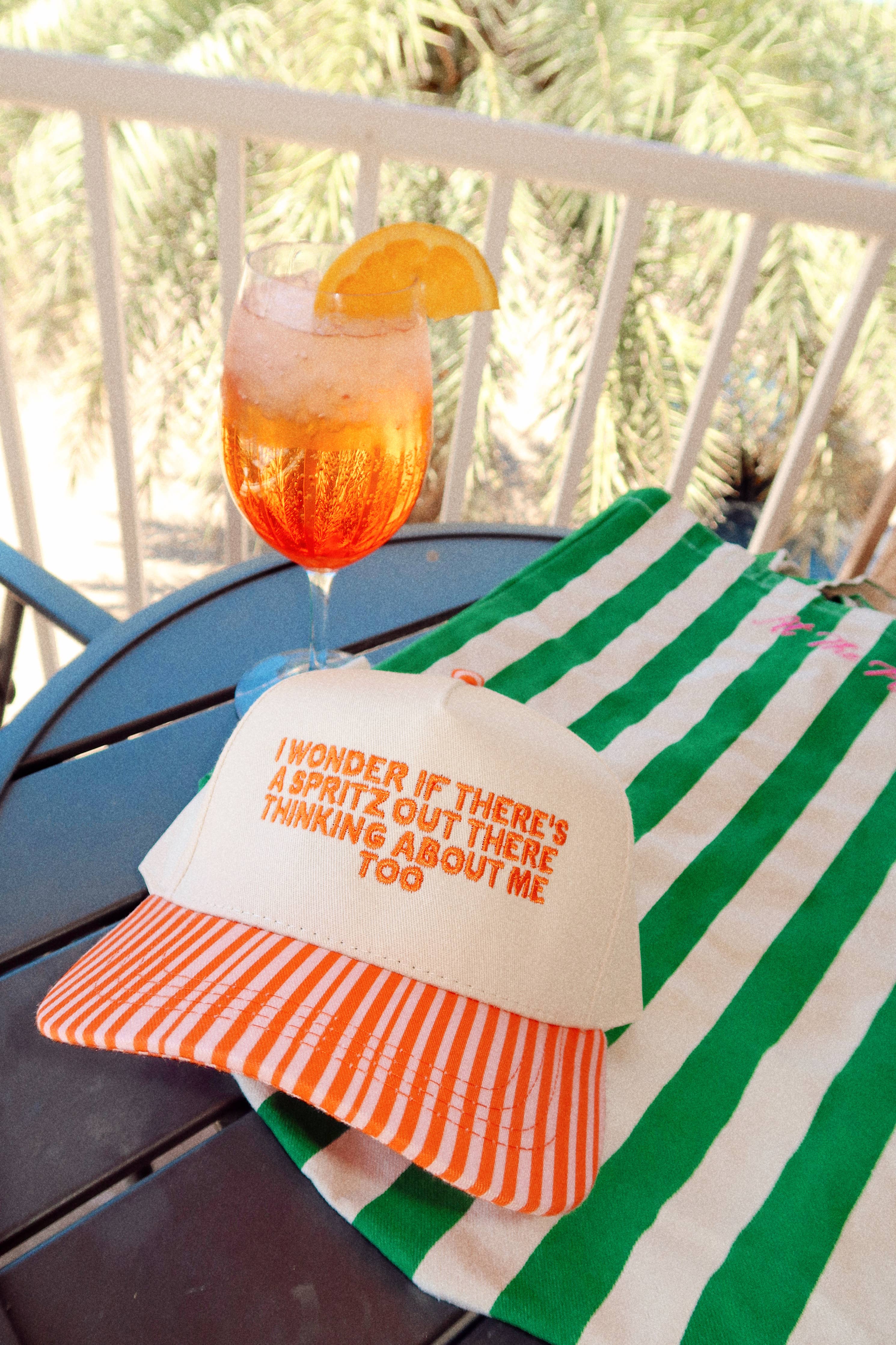 Spritz Hat Orange Striped Bill Embroidered Hat