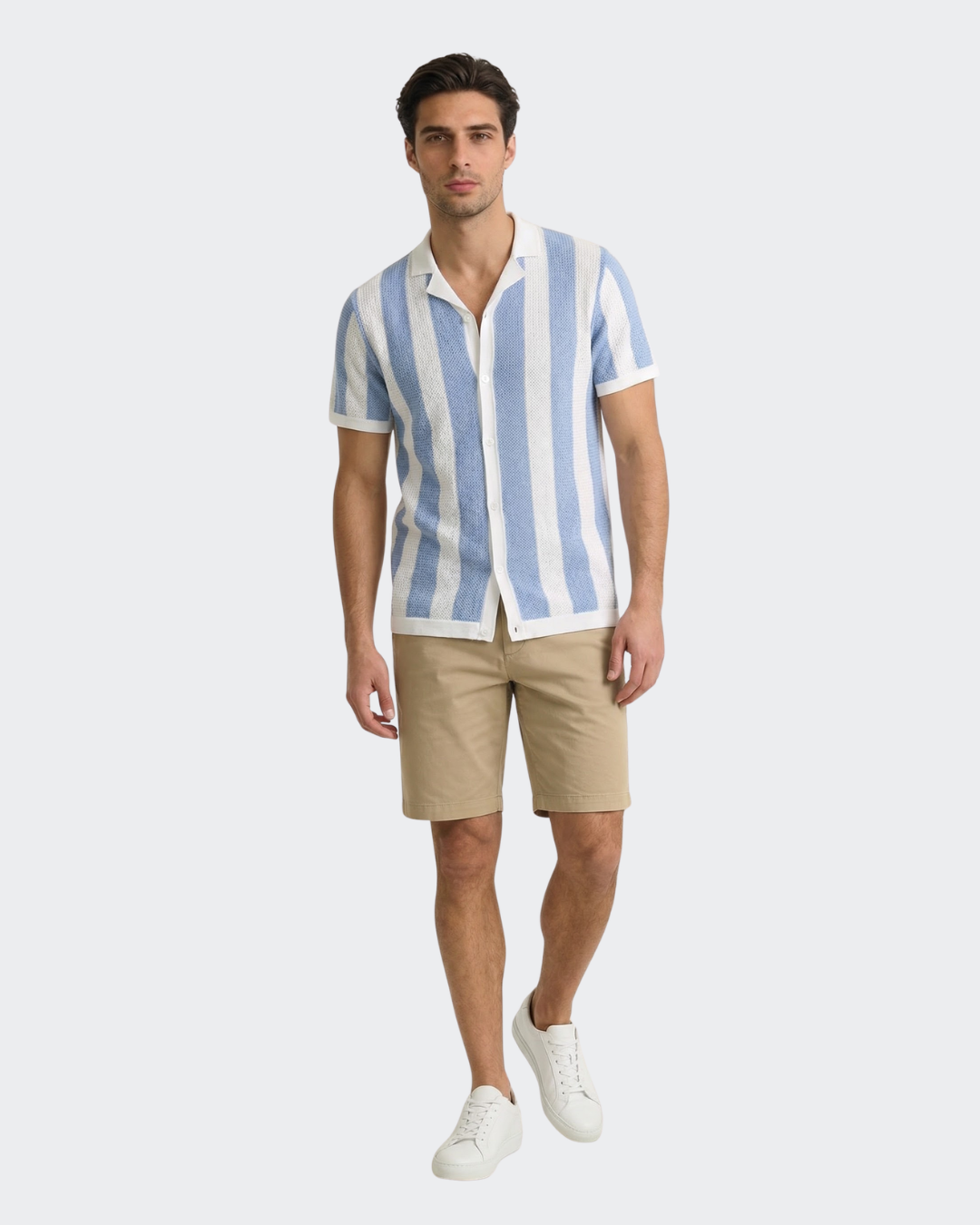 Flatknit | 100% Cotton Stripe Camp Shirt