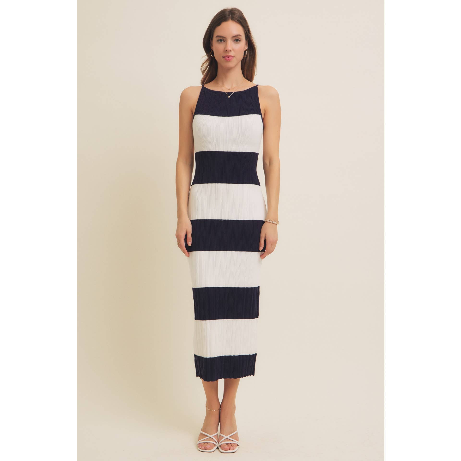 Stretchy Rib Sweater Midi Dress