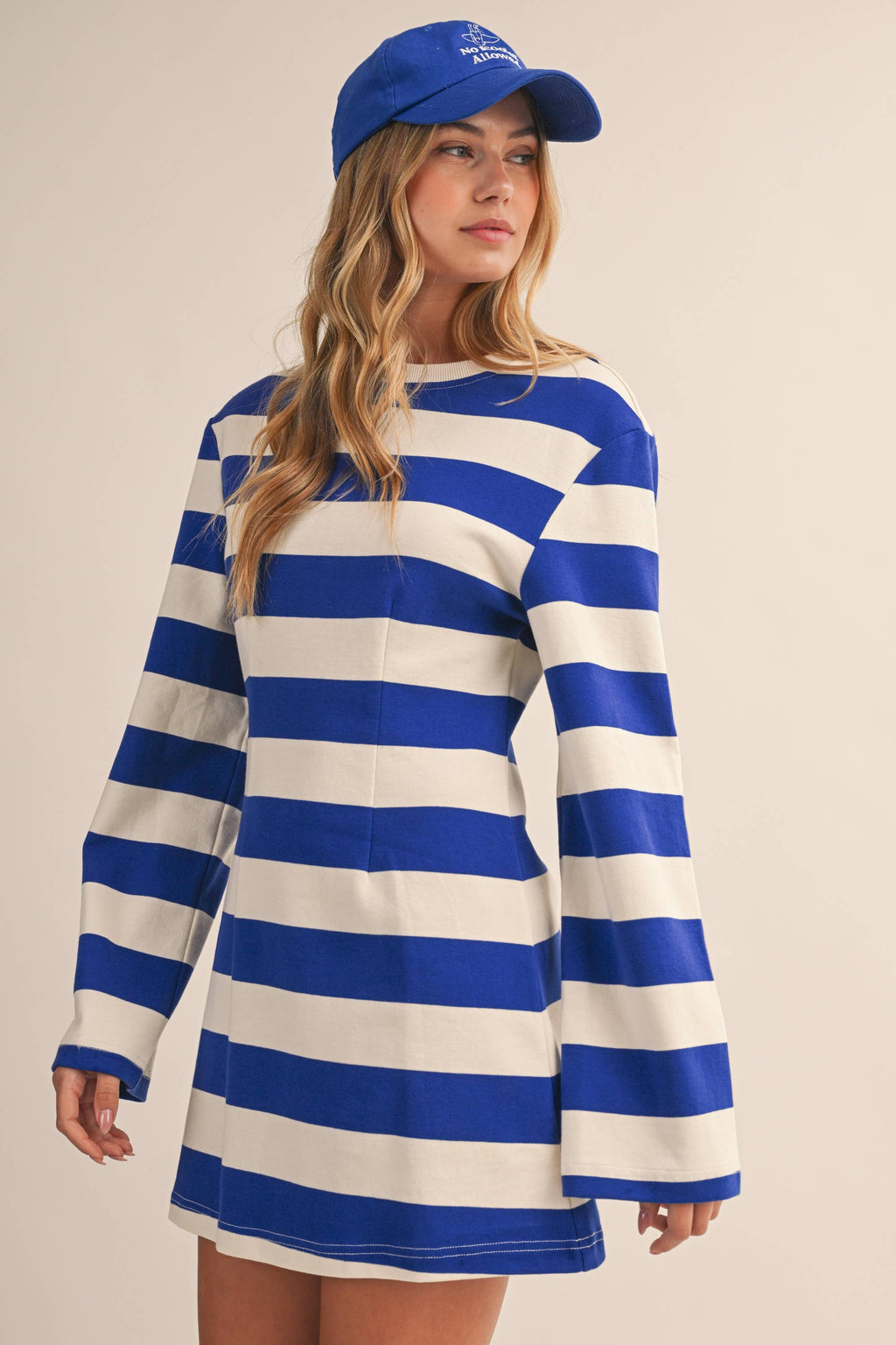 Ida | Striped Long Bell Sleeve Mini Dress