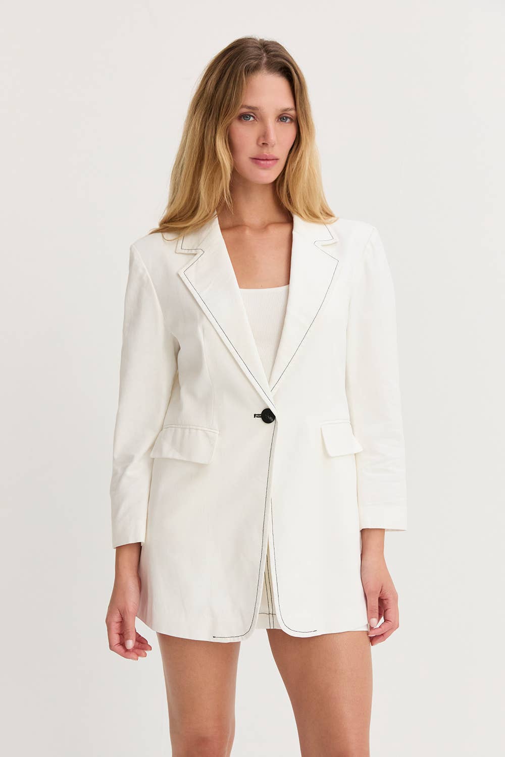 Carlisle | Cotton and Linen Contrast Stitch Blazer