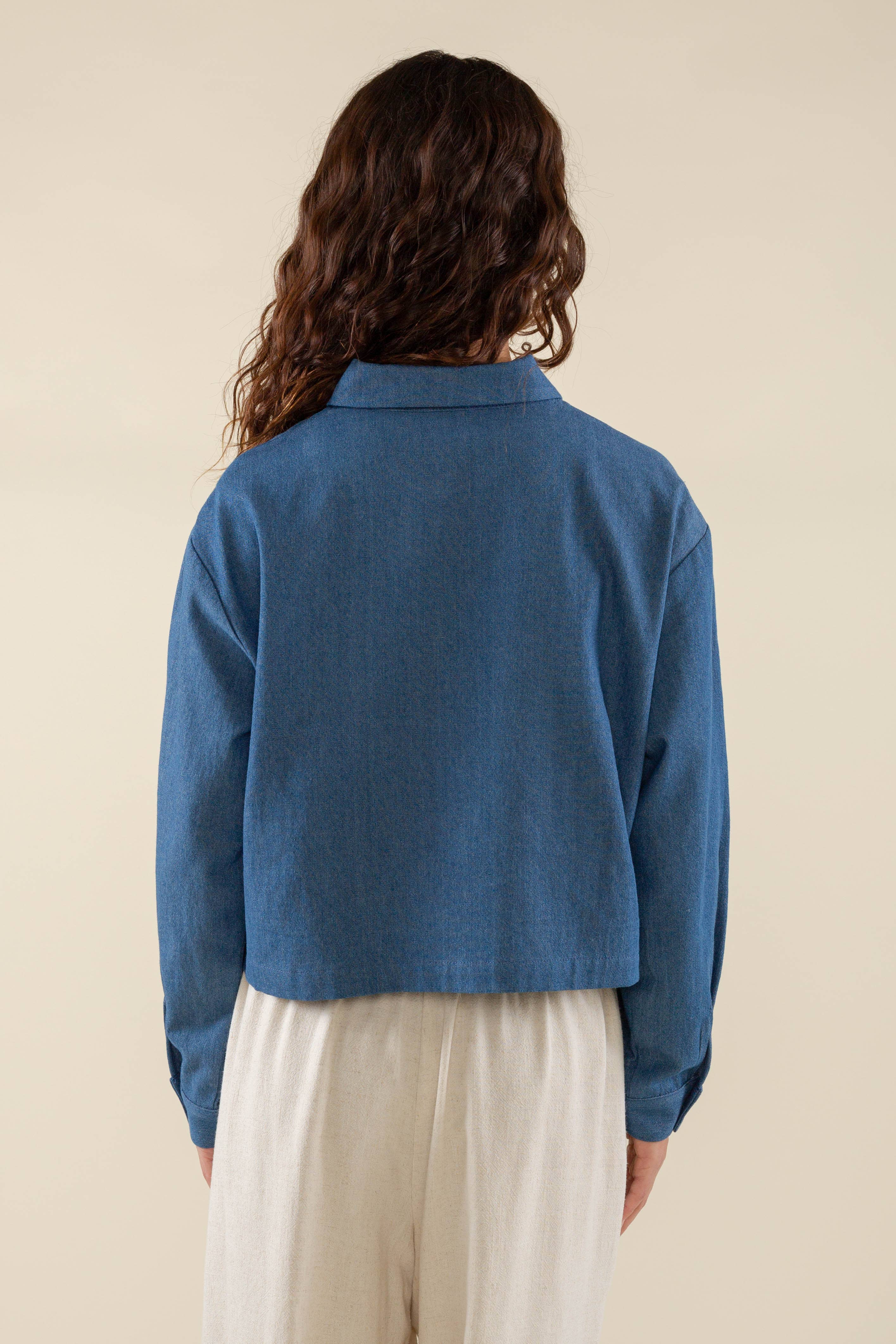 Charli | 100% Cotton Boxy Long Sleeve Denim Button Down
