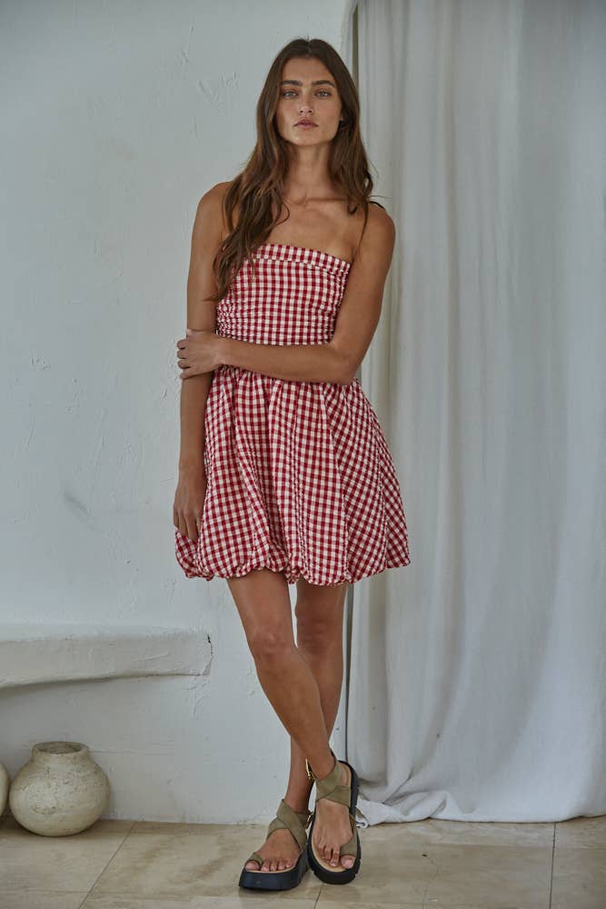 Kylee | Gingham Mini Tube Dress
