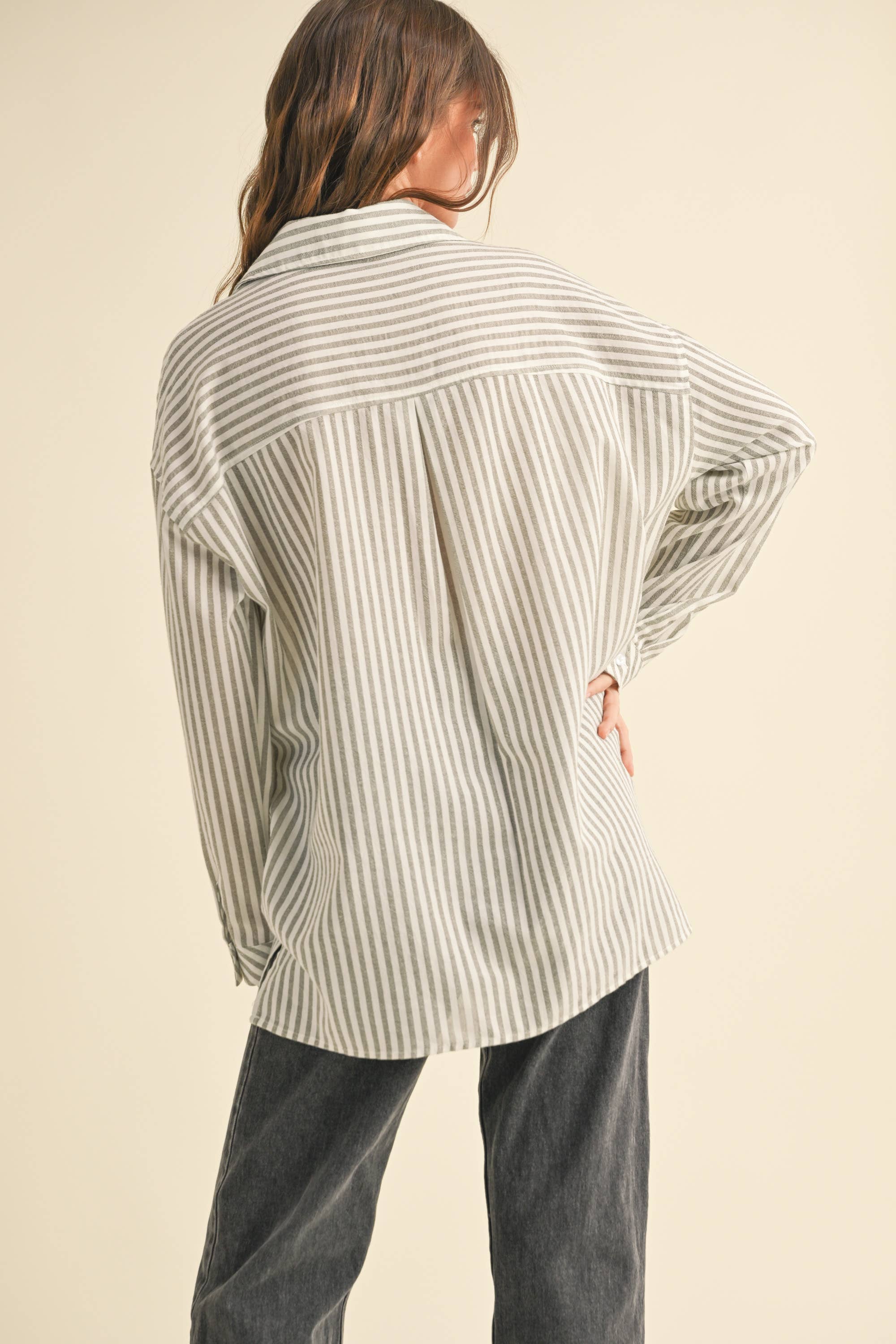 Millionaire Mommy | 100% Cotton Striped Pattern Button Down Shirt