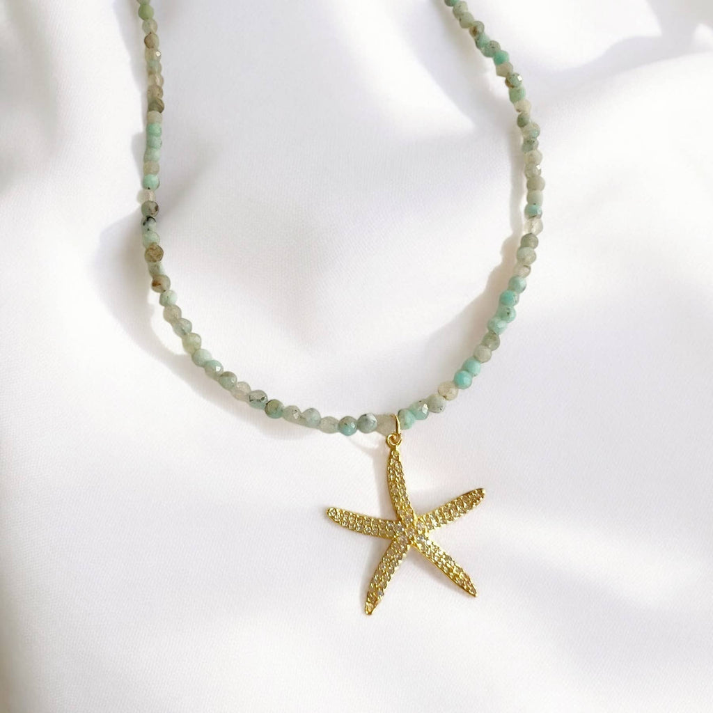 Starfish Beachy Summer Amazonite Gold Filled
