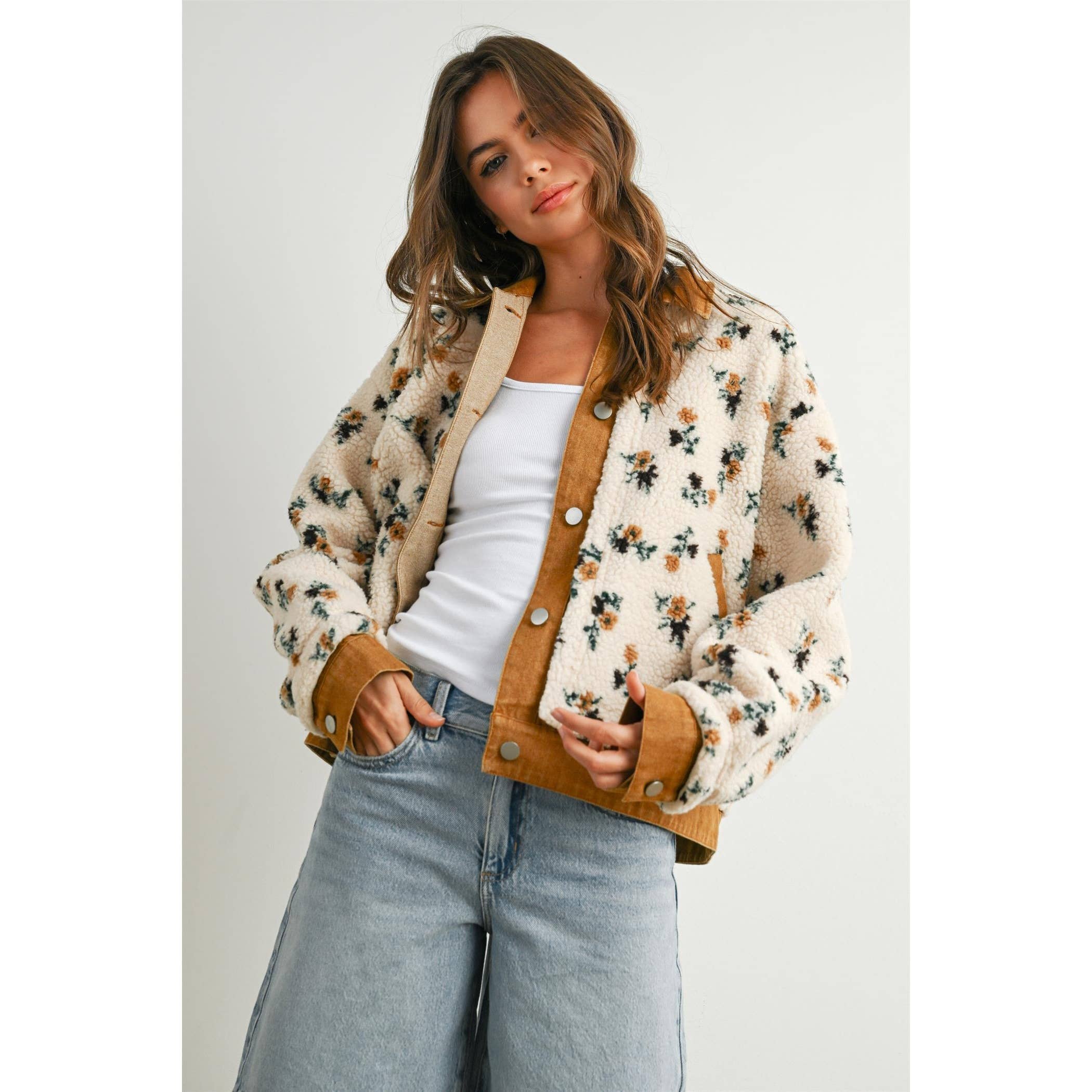 Elaine | Floral Collared Button-Down Jacket