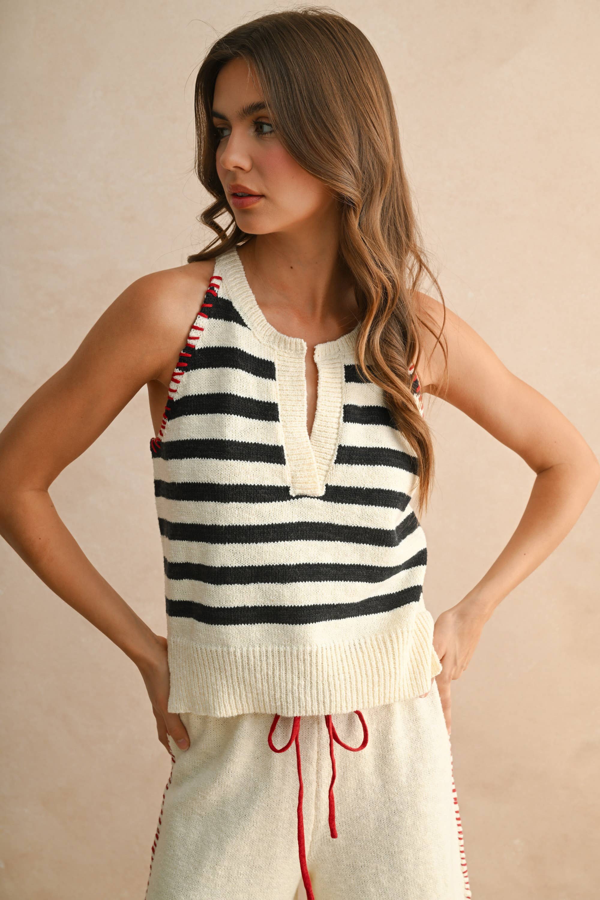 Aunt Sam | Stitch Detailed Knit Top