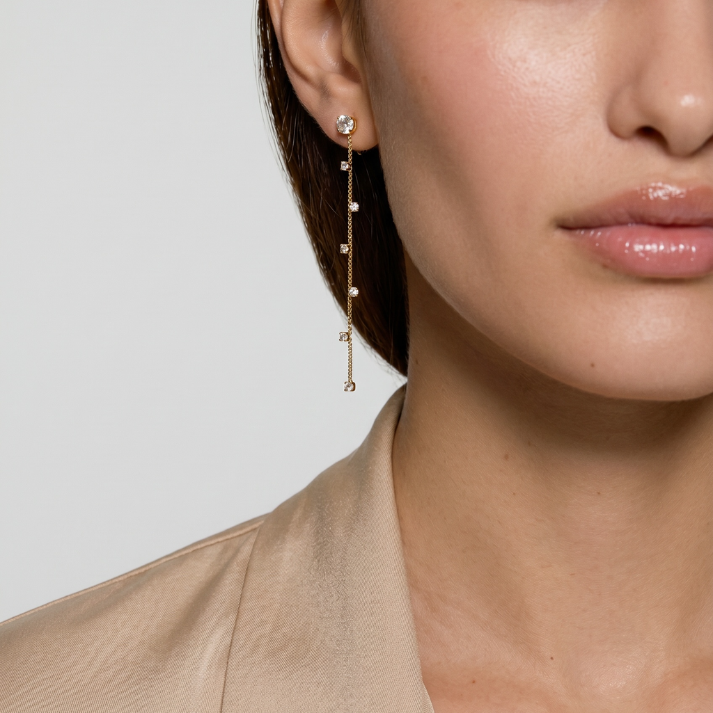 18k Gold Filled Scattered CZ Dangling Earrings